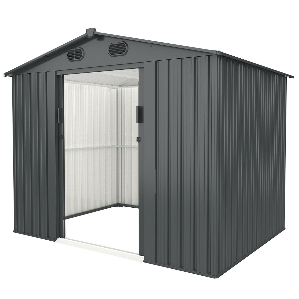 Garden Metal Shed Outdoor Storage Building Weatherproof Steel 6x8ft Dark Gray