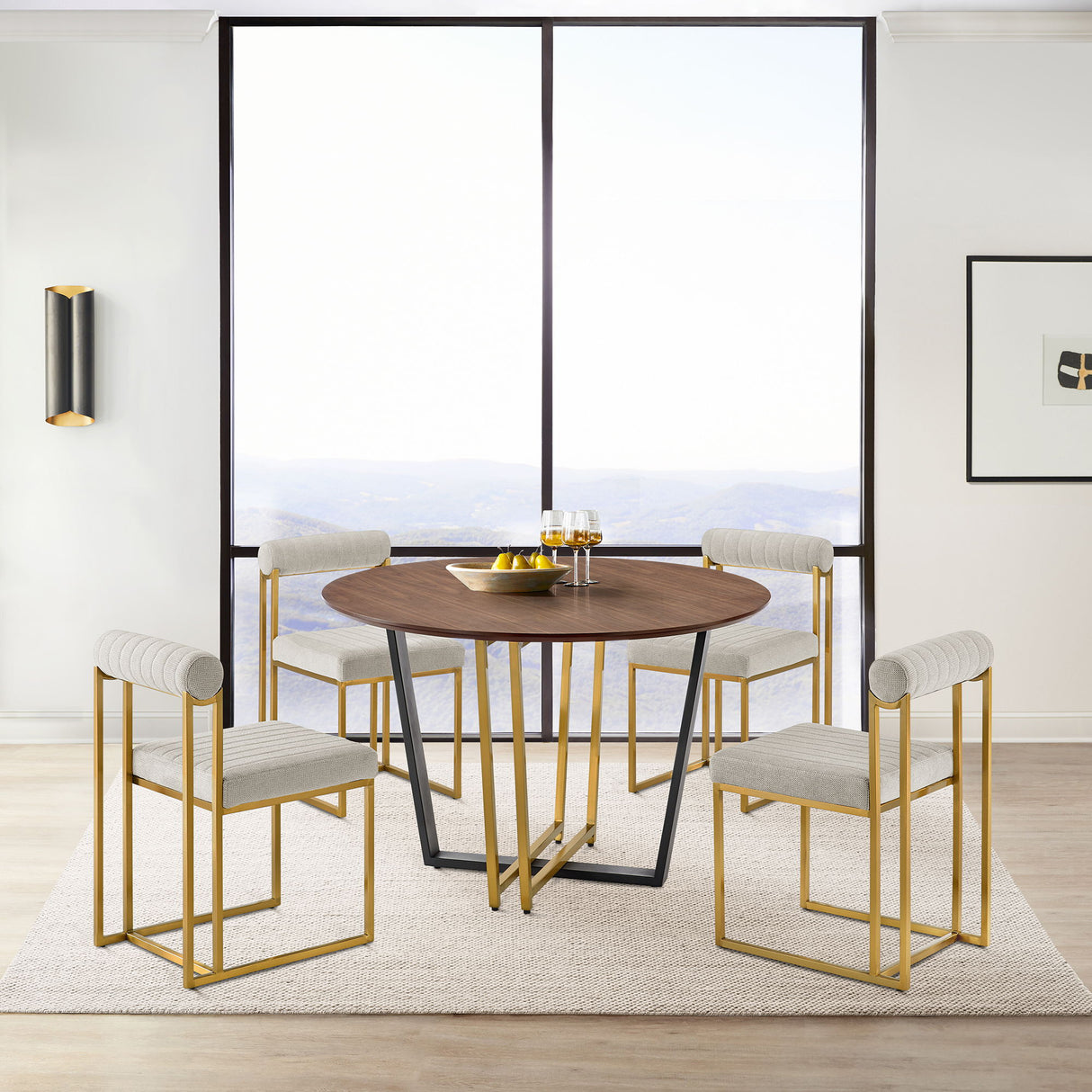 Joana Anastasia - Round Walnut Dining Table Set