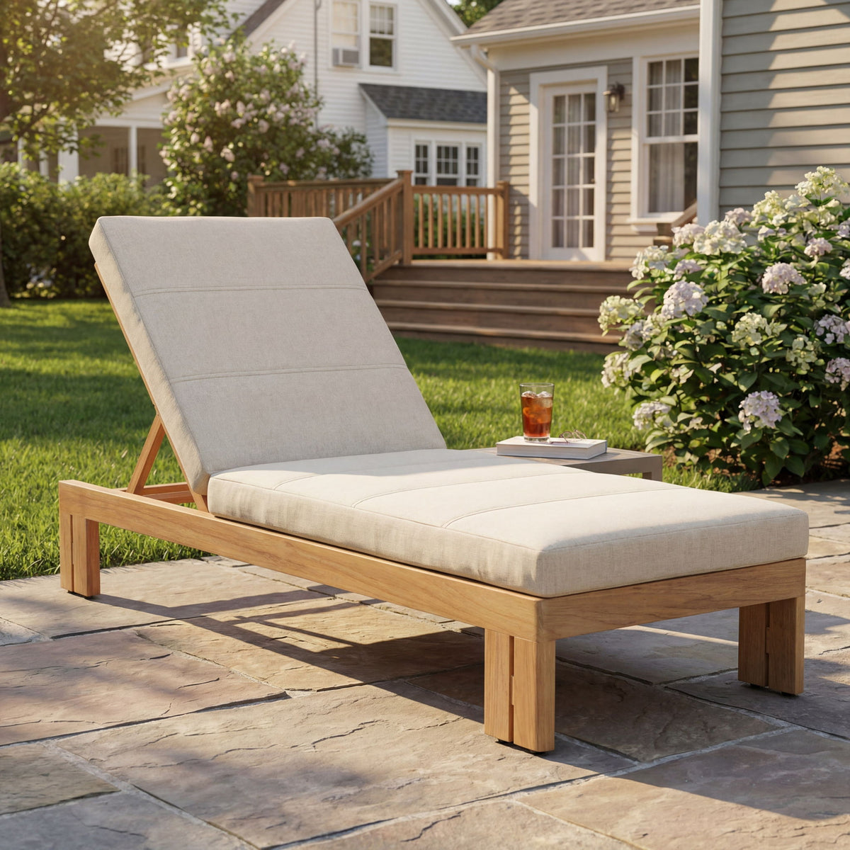 Outdoor Chaise Lounge Cushion Only, Water-Resistant Patio Lounge Chair Cushion With Removable Cover