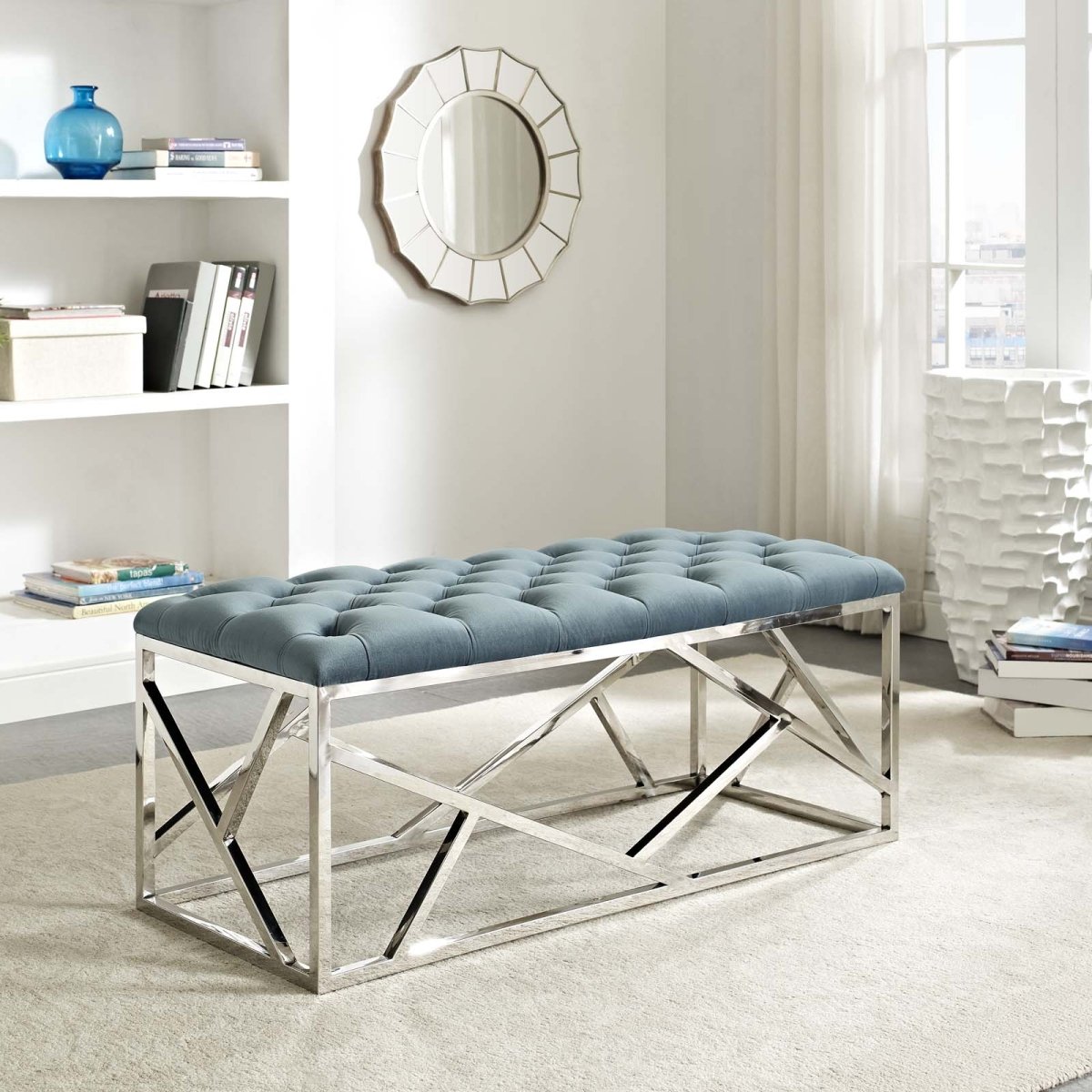 42 Inch Captivating Tufted Velvet Accent Bench - Benches available at Alpine Outlets in Denver