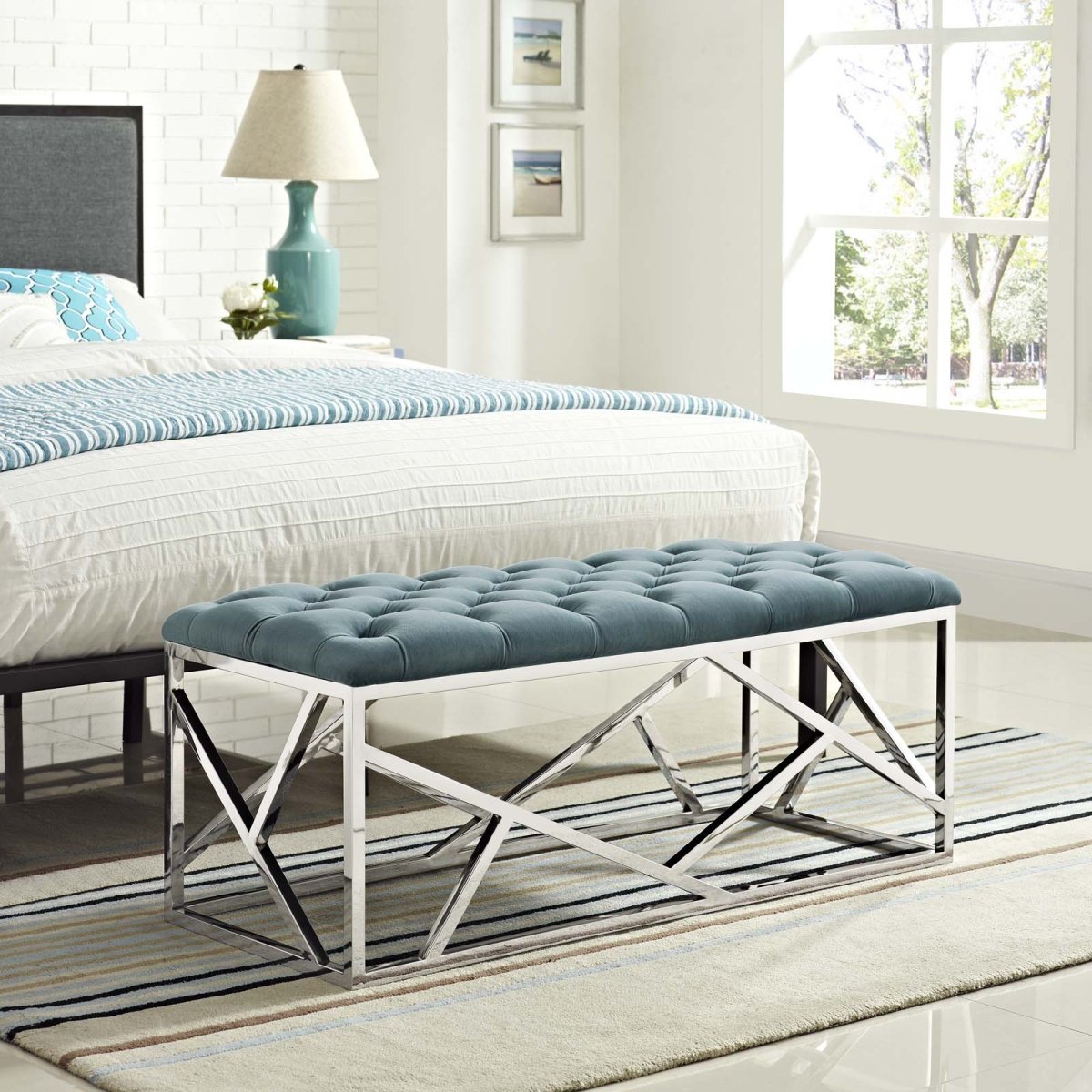 42 Inch Captivating Tufted Velvet Accent Bench - Benches available at Alpine Outlets in Denver