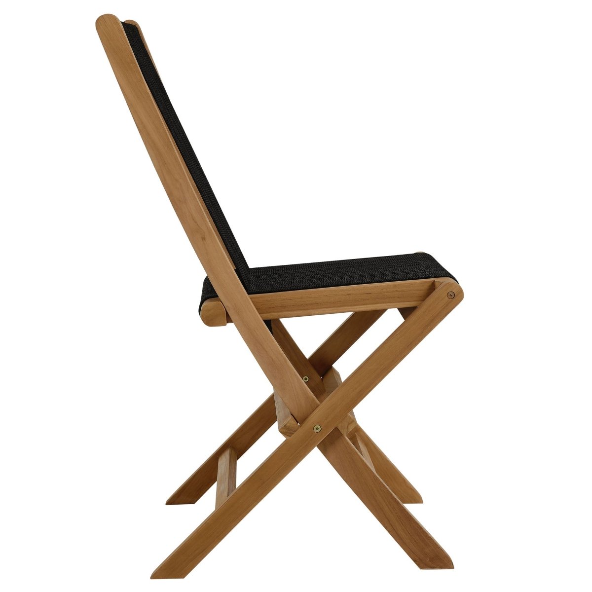 42" Natural Teak and Black Rope Folding Outdoor Lounge Chair and Ottoman Set - Outdoor - Alpine Outlets