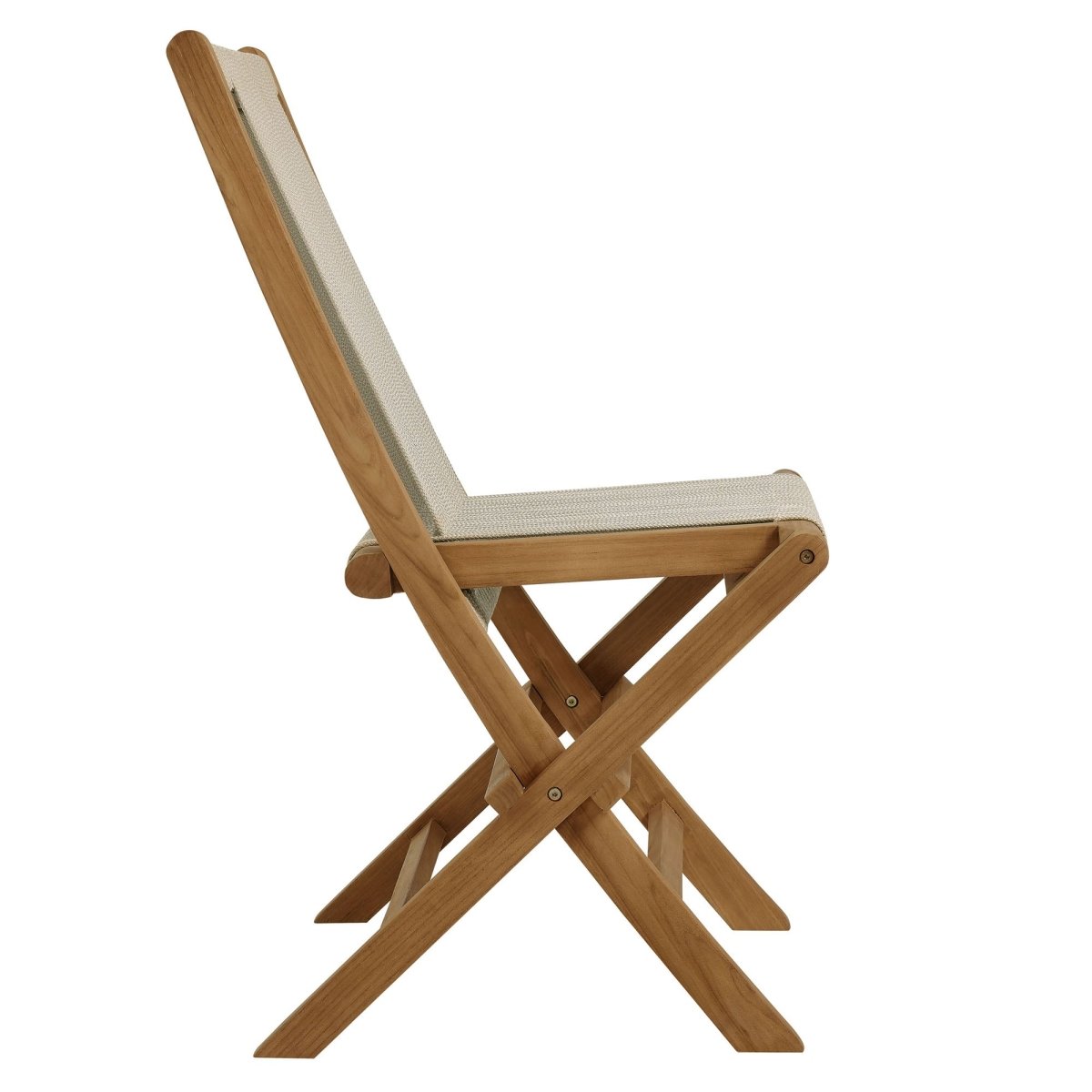 42" Natural Teak and Rope Folding Outdoor Lounge Chair and Ottoman Set - Outdoor - Alpine Outlets