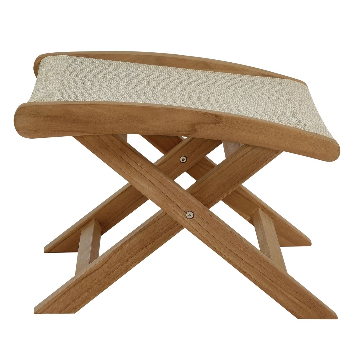 42" Natural Teak and Rope Folding Outdoor Lounge Chair and Ottoman Set - Outdoor - Alpine Outlets