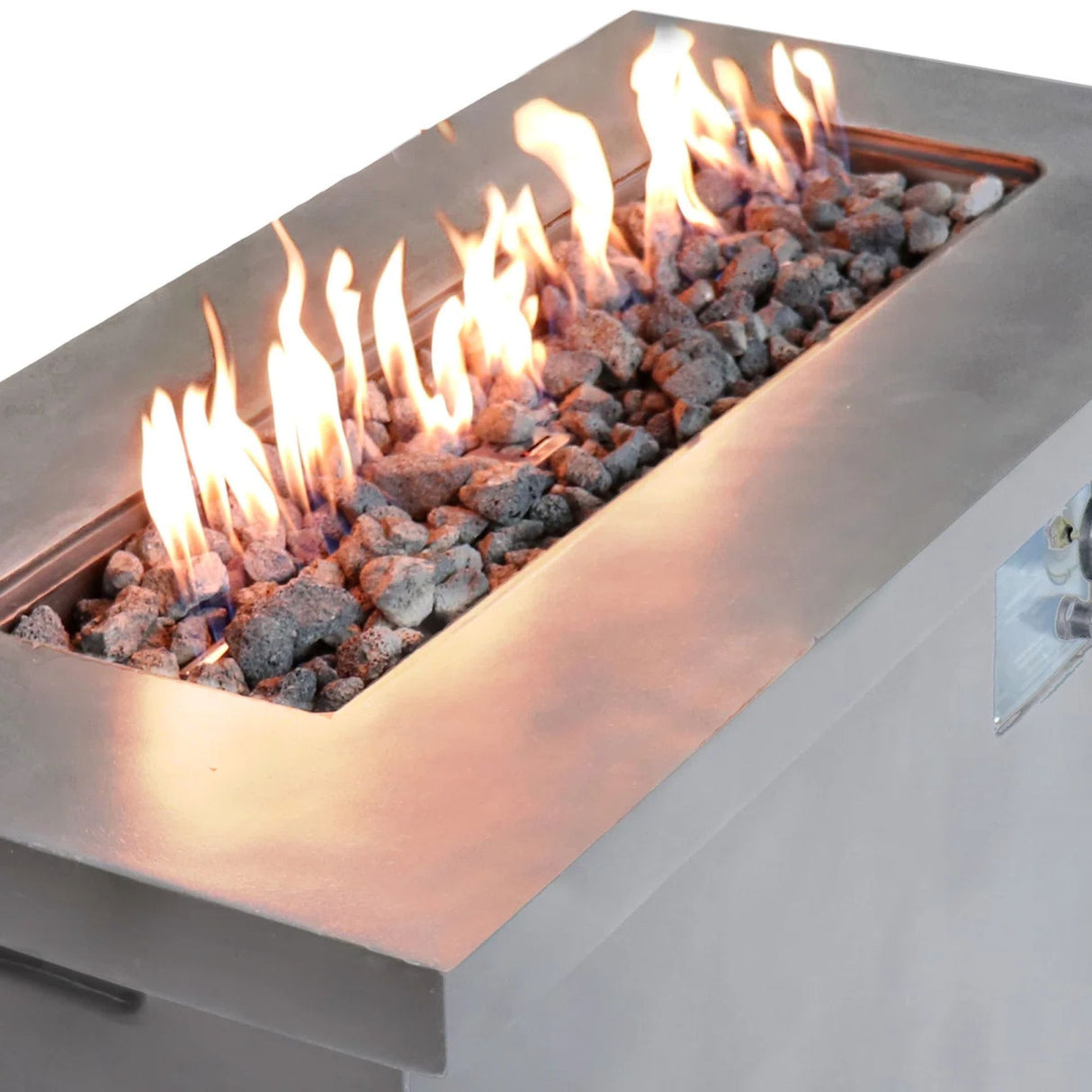 Propane Gas Outdoor Fire Pit Table Weather Resistant Cement 42x24in