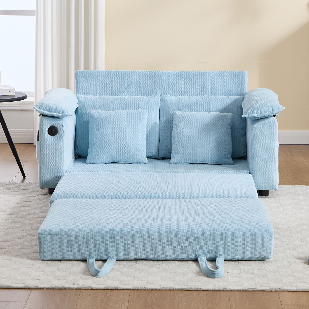 Upholstered Futon Convertible Floor Sofa Bed