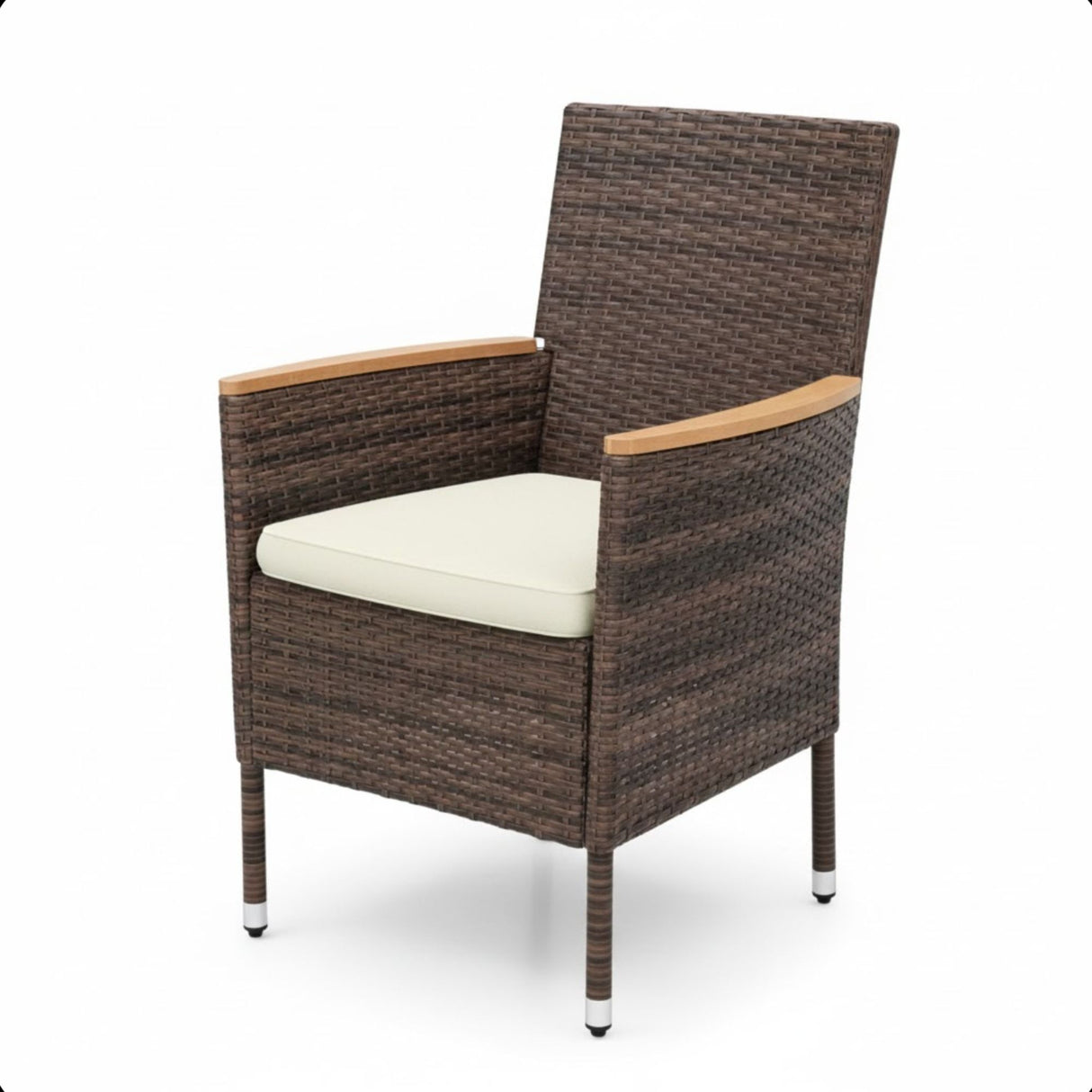 All Weather Patio Dining Chair Set With Cushions (Set of 4) - Brown