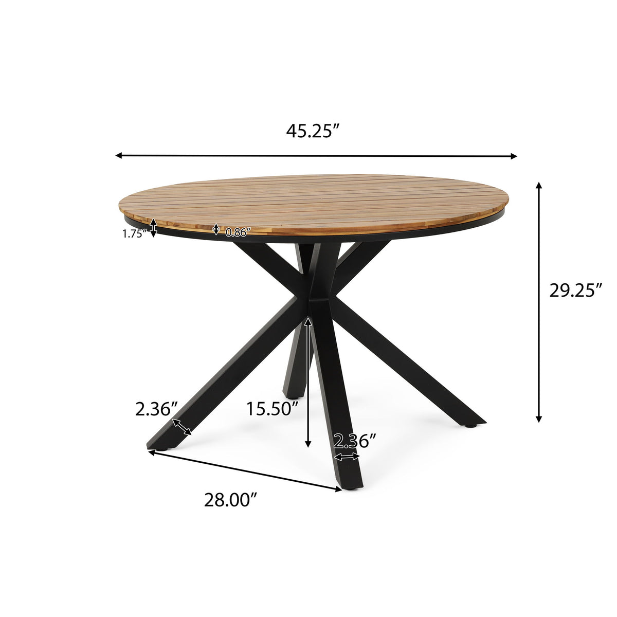 Outdoor Dining Table - Teak / Black