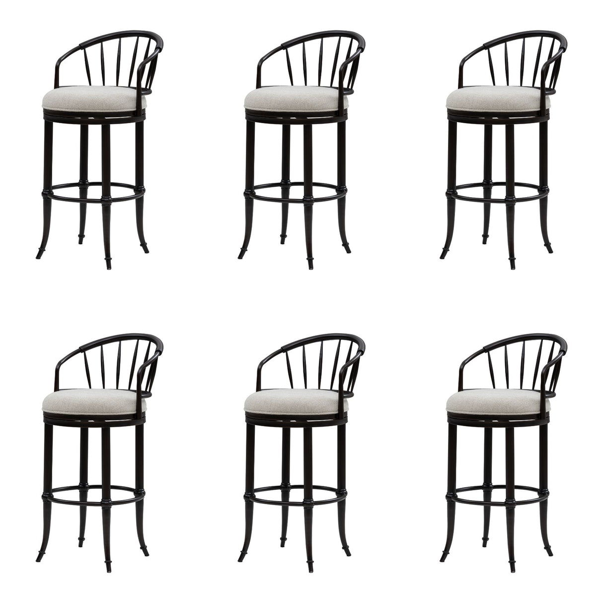 Luther - Commercial Grade Steel Frame Fabric Upholstered Swivel Bar Height Barstool