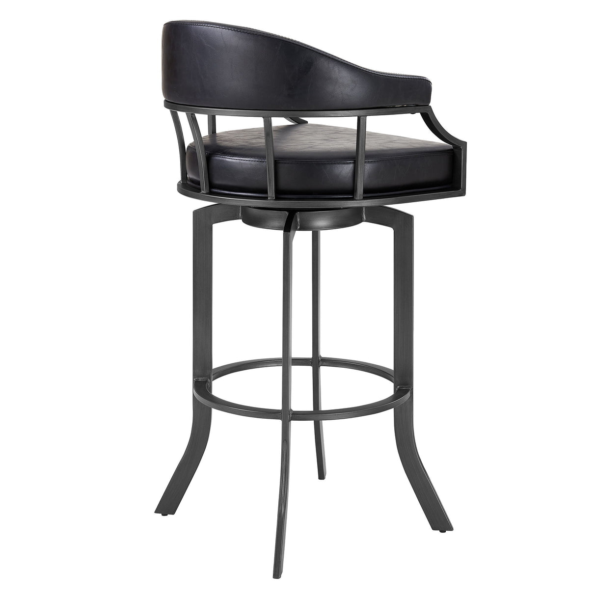 Edy - Swivel 30" Mineral Finish And Black Faux Leather Bar Stool