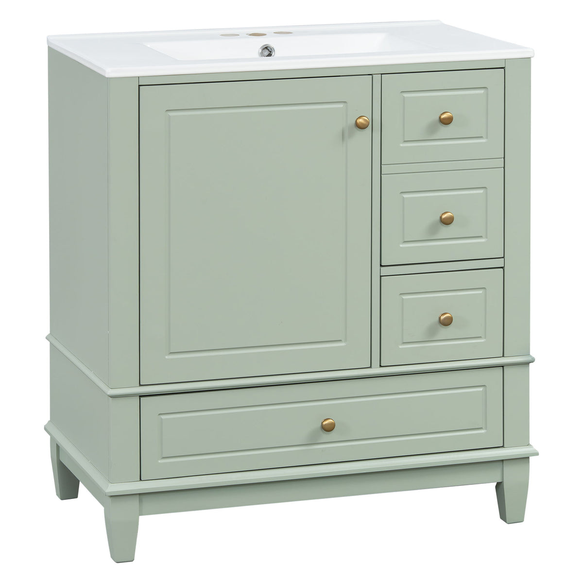 Freestanding Bathroom Vanity With Sink, Soft Close Door, 3 Drawers