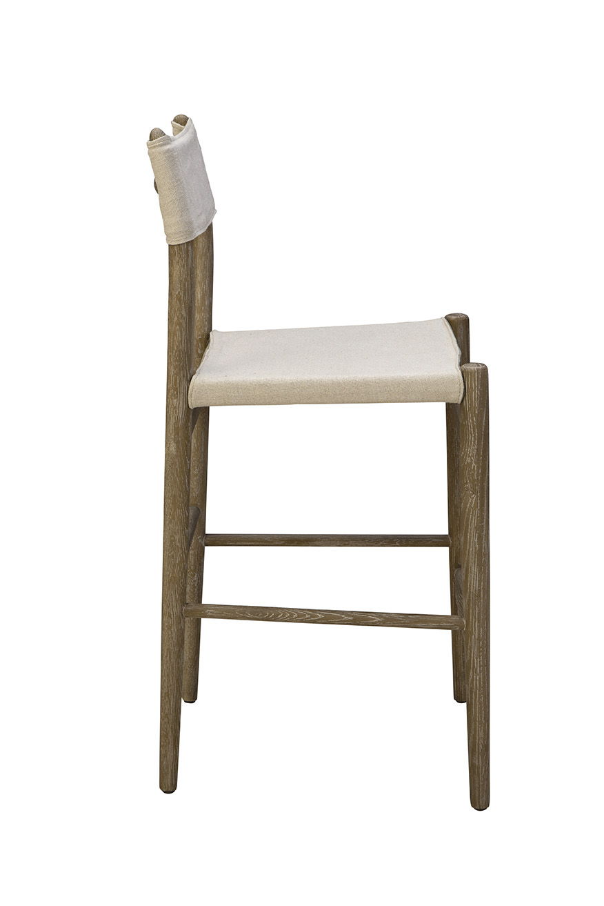 Prescott - Linen Counter Stool - Beige / Light Brown