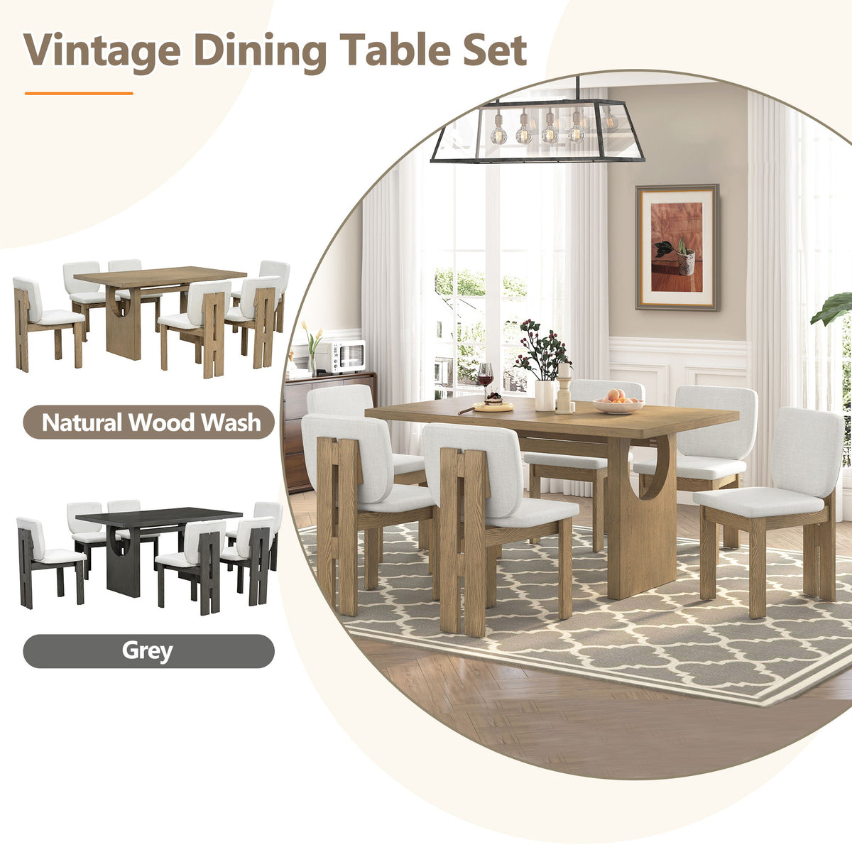 Dining Table Set For 6 With Upholstered Chairs