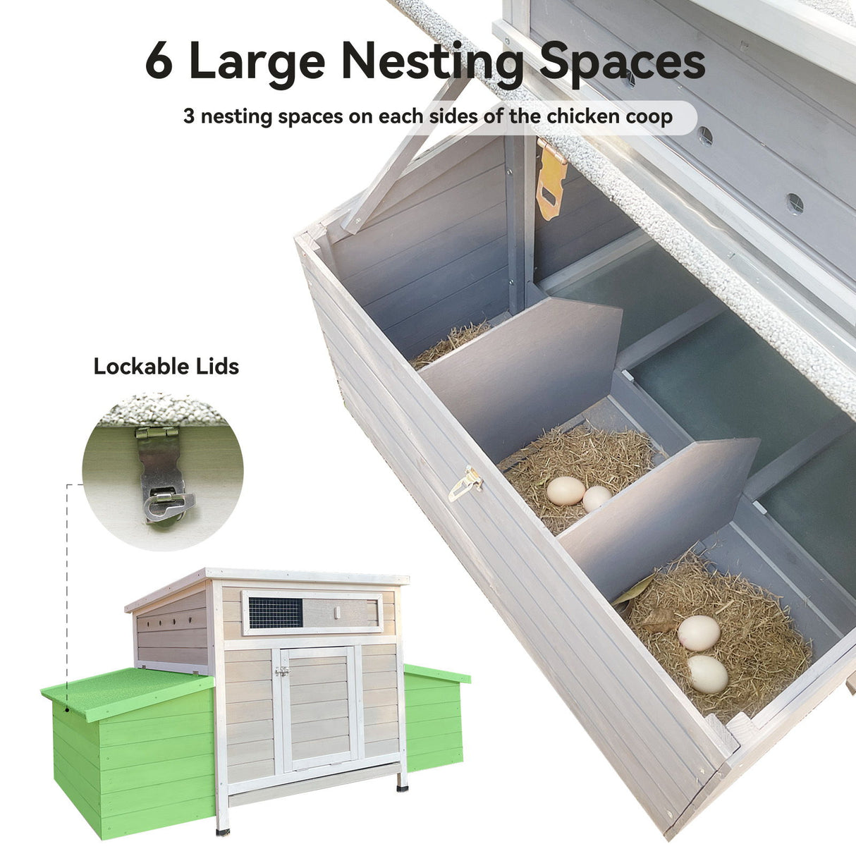 Large Chicken Coop Outdoor Hen House With Dual Nesting Boxes