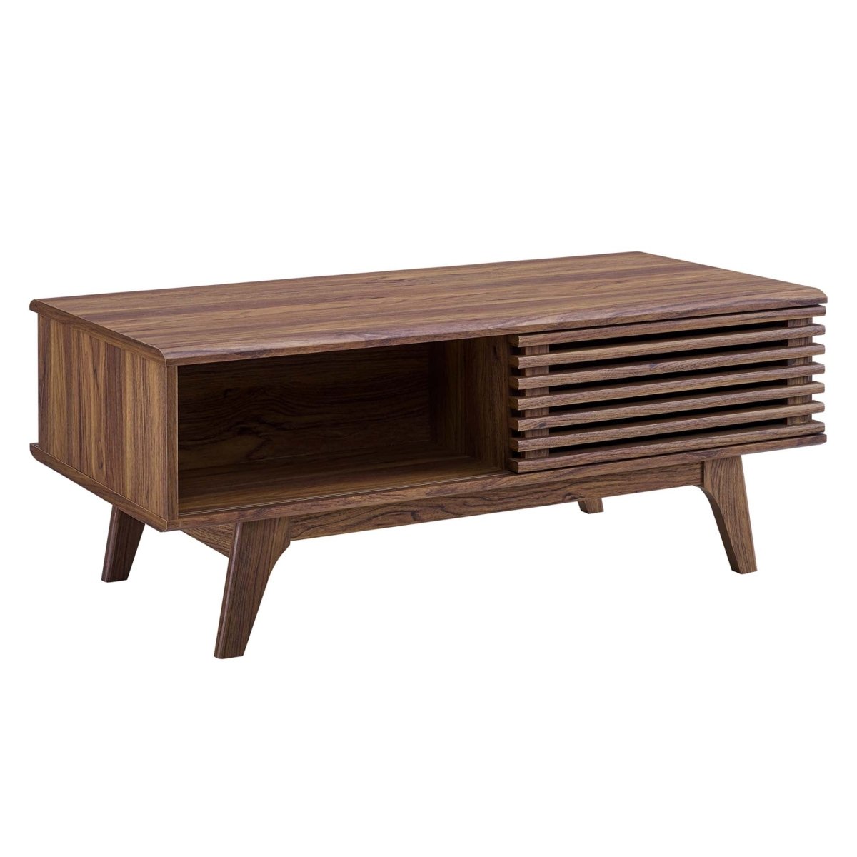 43 Inch Mid - Century Slat - Door Coffee Table in Walnut - Coffee Tables available at Alpine Outlets in Denver