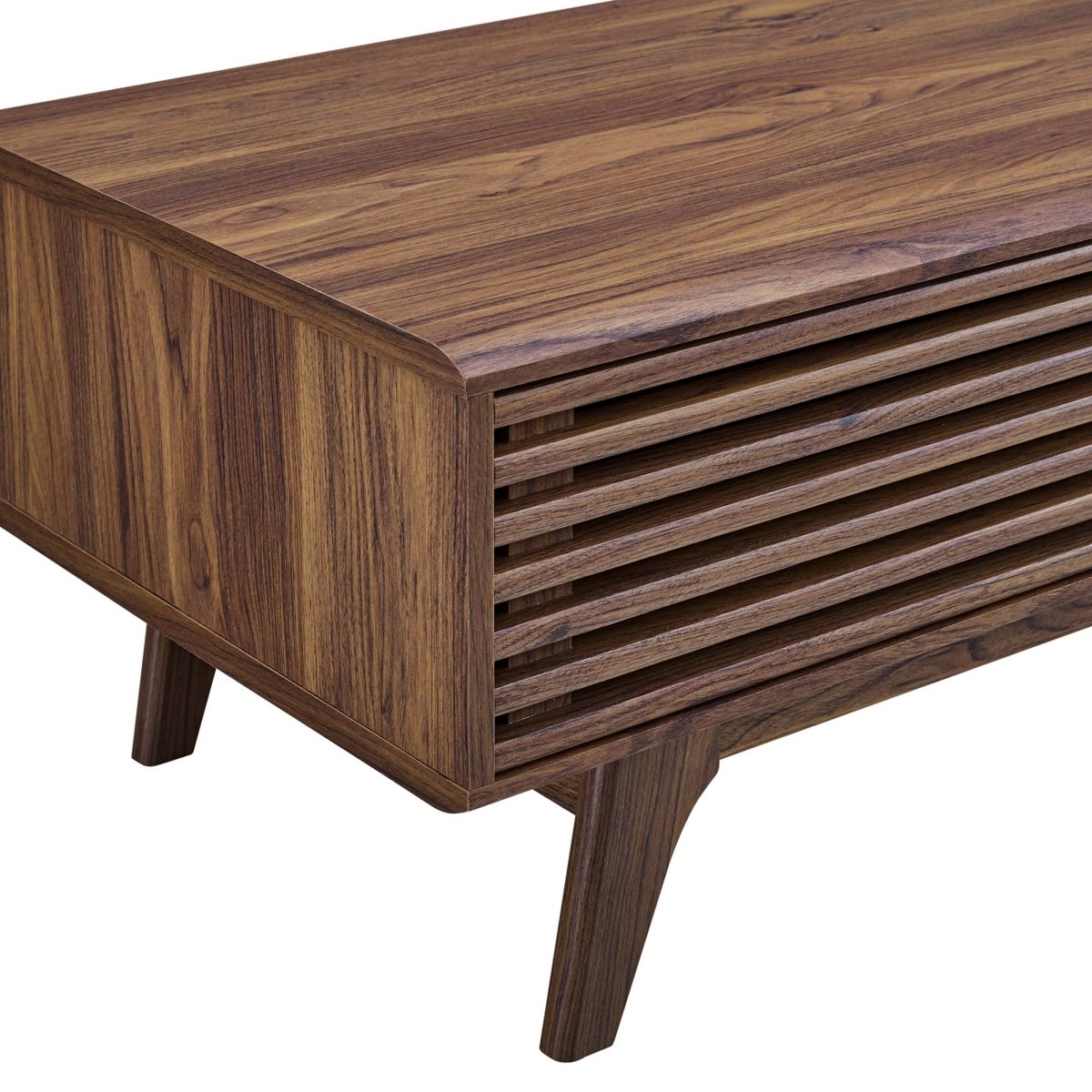 43 Inch Mid - Century Slat - Door Coffee Table in Walnut - Coffee Tables available at Alpine Outlets in Denver