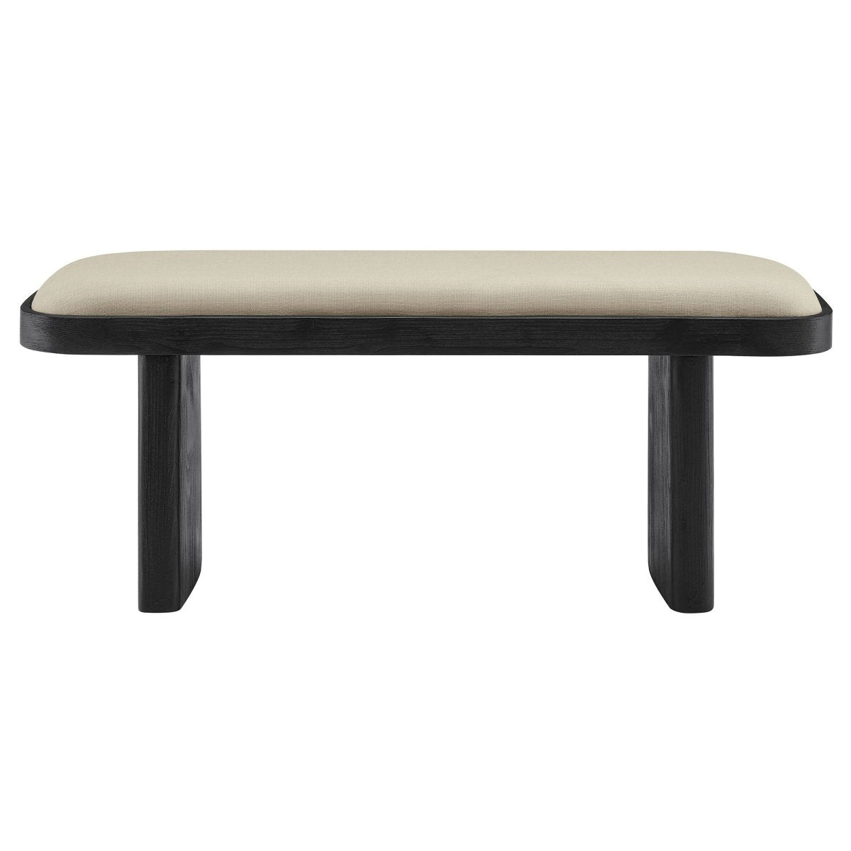 43 Inch Oval Fabric Accent Bench with Angled Pine Wood Legs - Benches available at Alpine Outlets in Denver