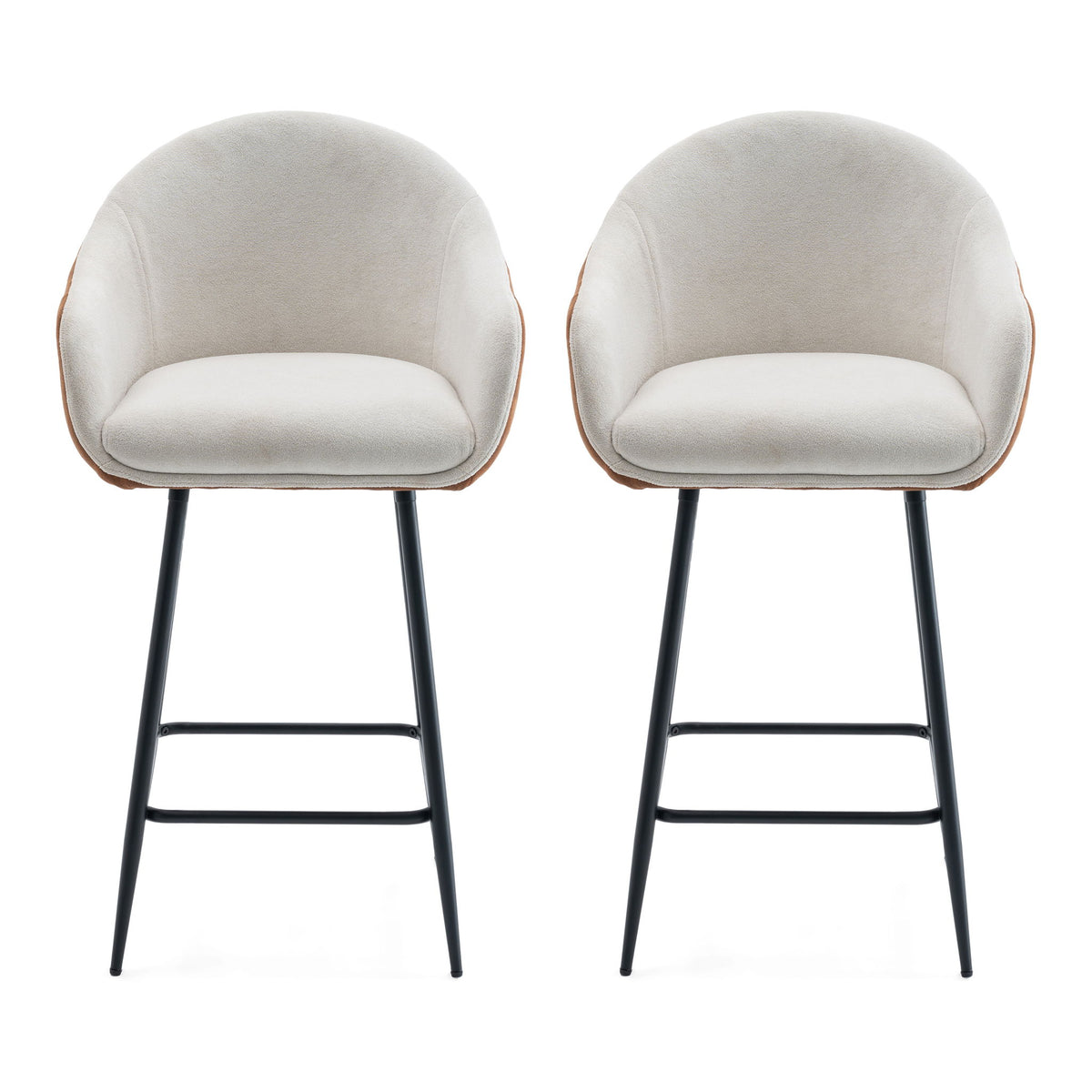 Modern Style Counter Height Bar Stools, With Comfortable Upholstery, Durable Metal Legs Ensure Stability - Brown