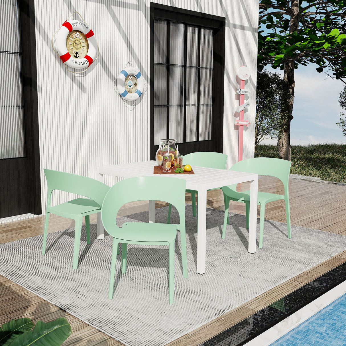1 Piece Designed Single Chair, UV Resistant, Waterproof And Wear Resistant - Haze Green
