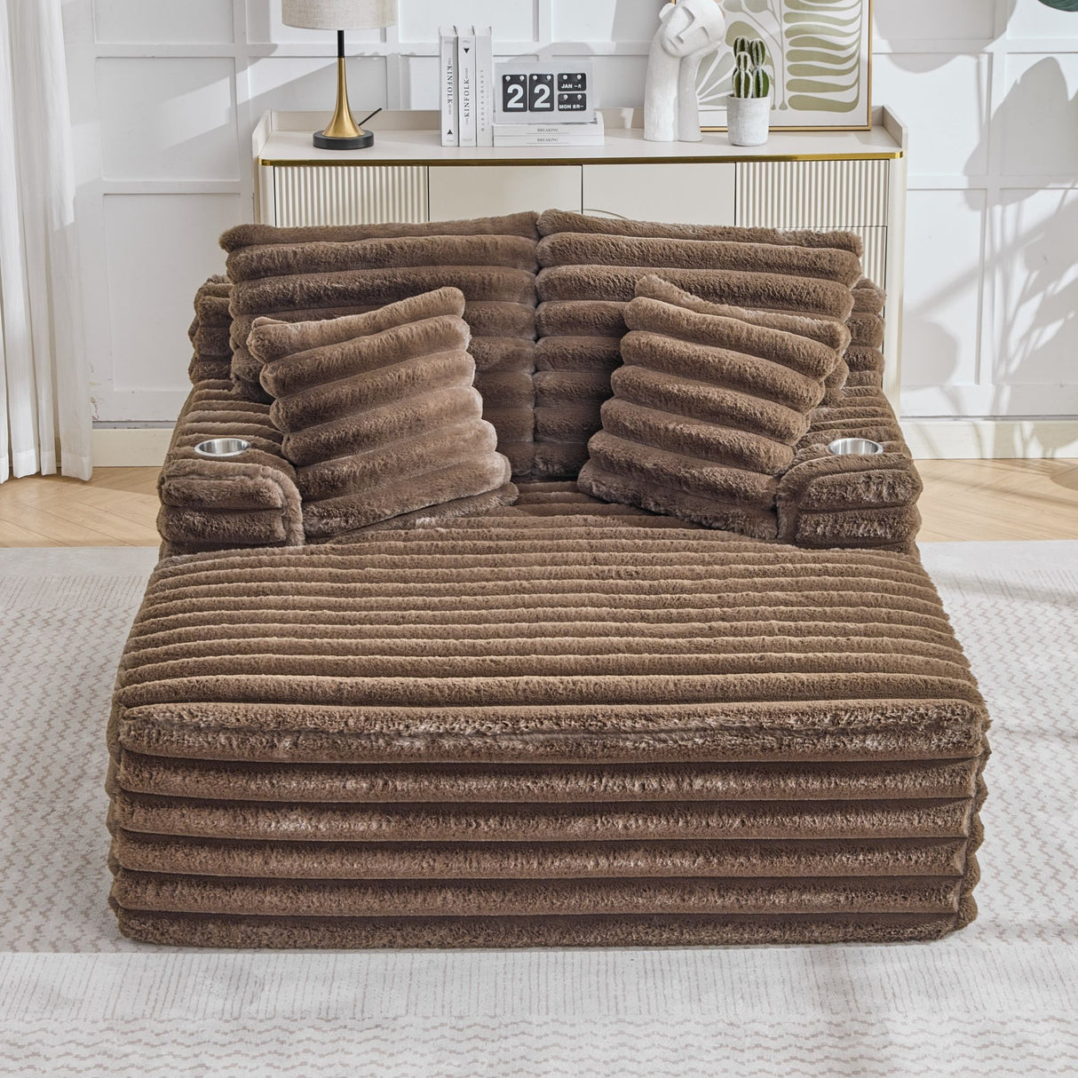 Oversized Chaise Lounge Chair Indoor With Pillows For Living Room