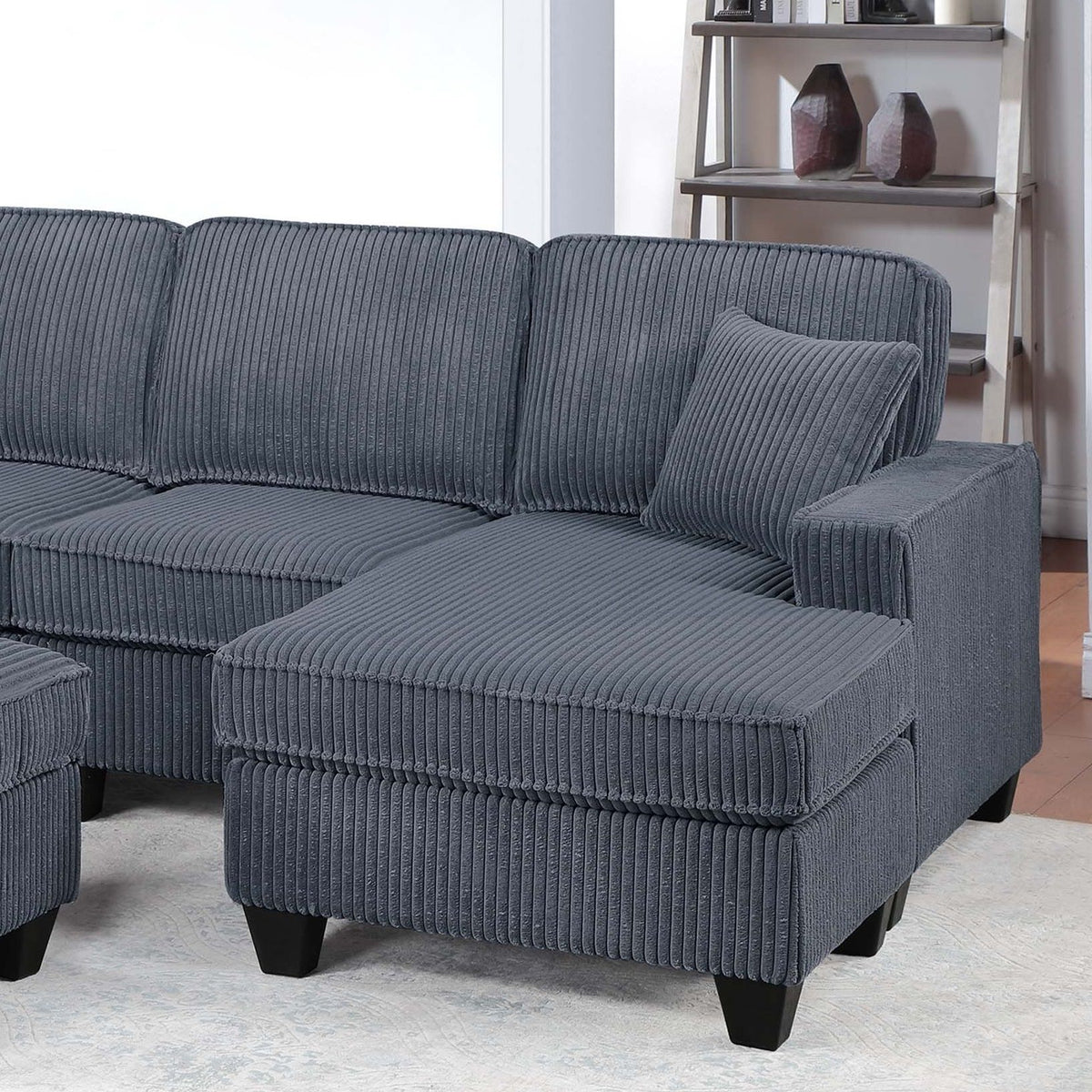Sectional With Left Arm Facing Loveseat With USB Port With Cocktail Ottoman