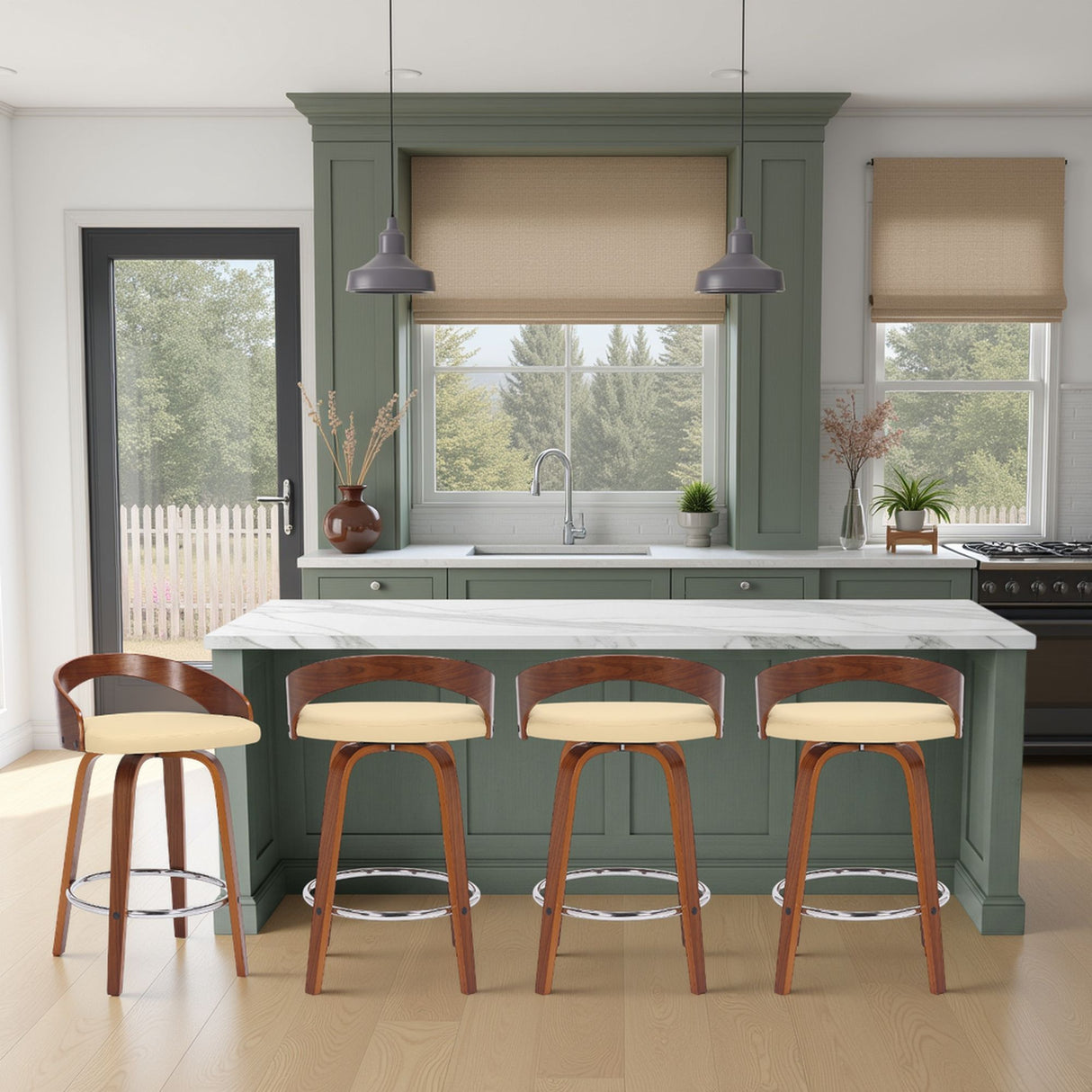 Sonia - 26" Counter Height Swivel Bar Stool - Walnut Wood