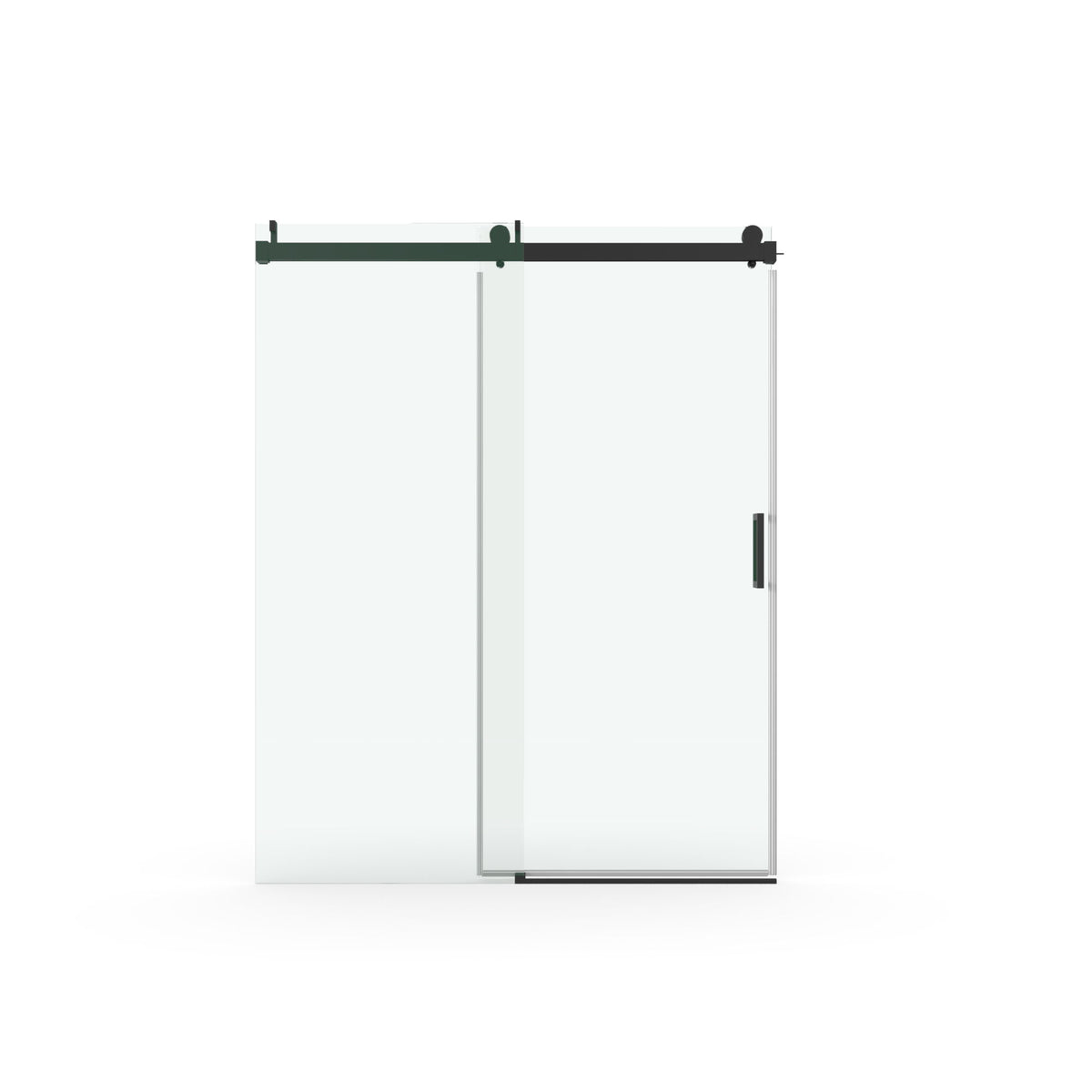 Frameless Soft Closing Shower Door, 1 / 4" (6Mm) Tempered Glass Single Sliding With Explosion Proof Coating - Matte Black