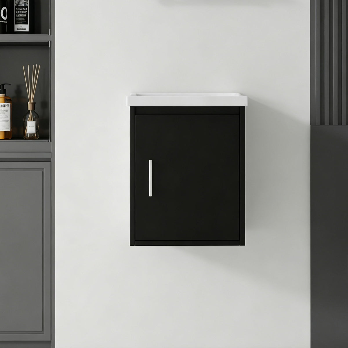 Floating Bathroom Vanity Combo, Wall Mounted Cabinet With Sink & Soft Close Doors For Small Bathrooms