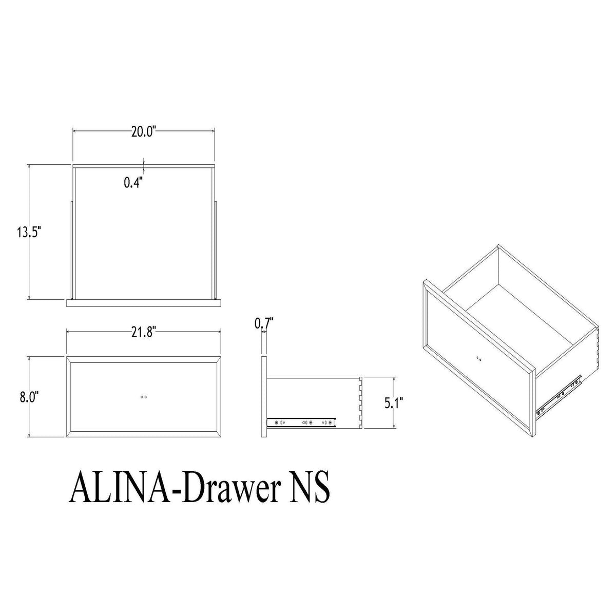Adalid - Nightstand With Glittered Drawer Front And LED Lighting - White
