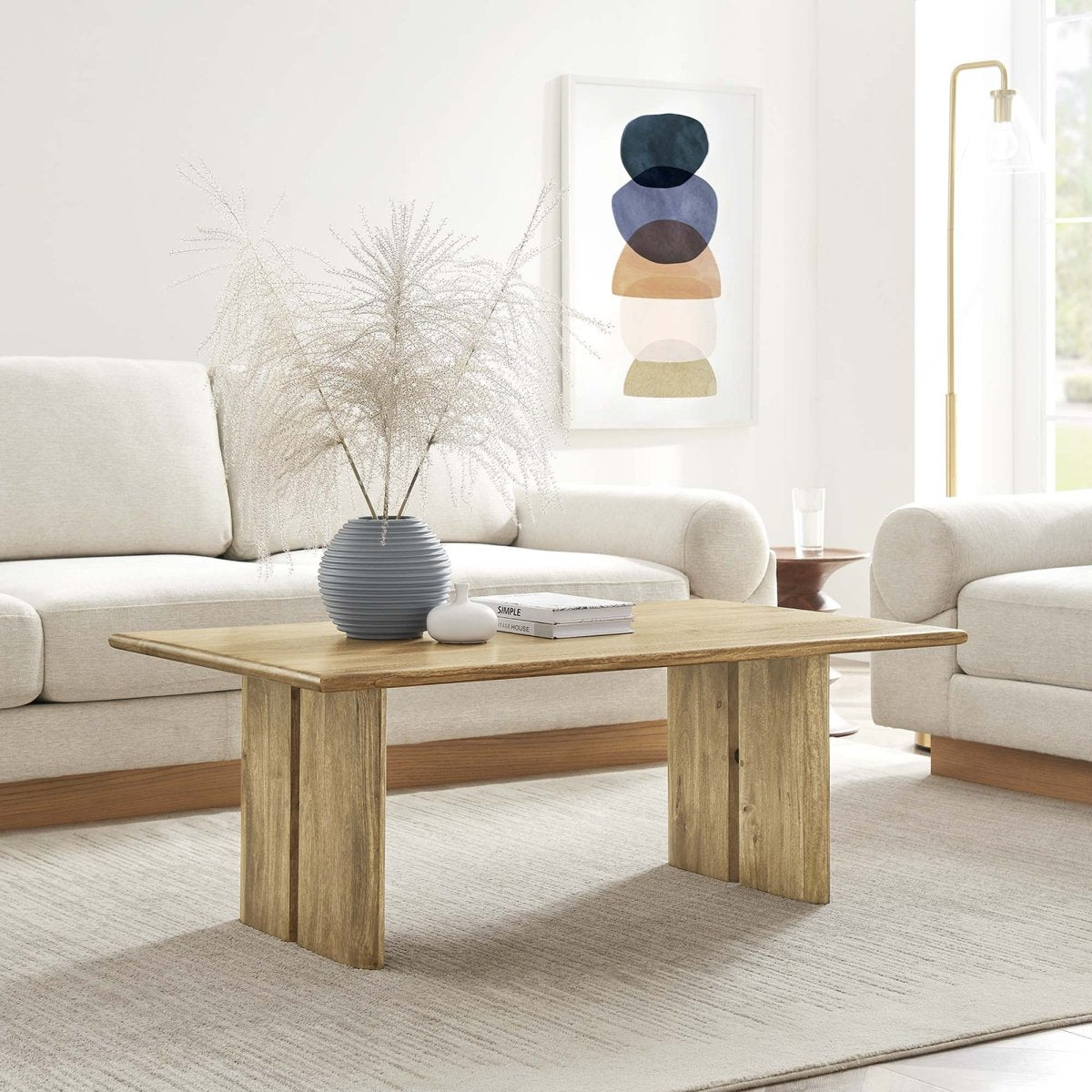 44 Inch Inviting Modern Farmhouse Mango Wood Coffee Table - Coffee Tables available at Alpine Outlets in Denver
