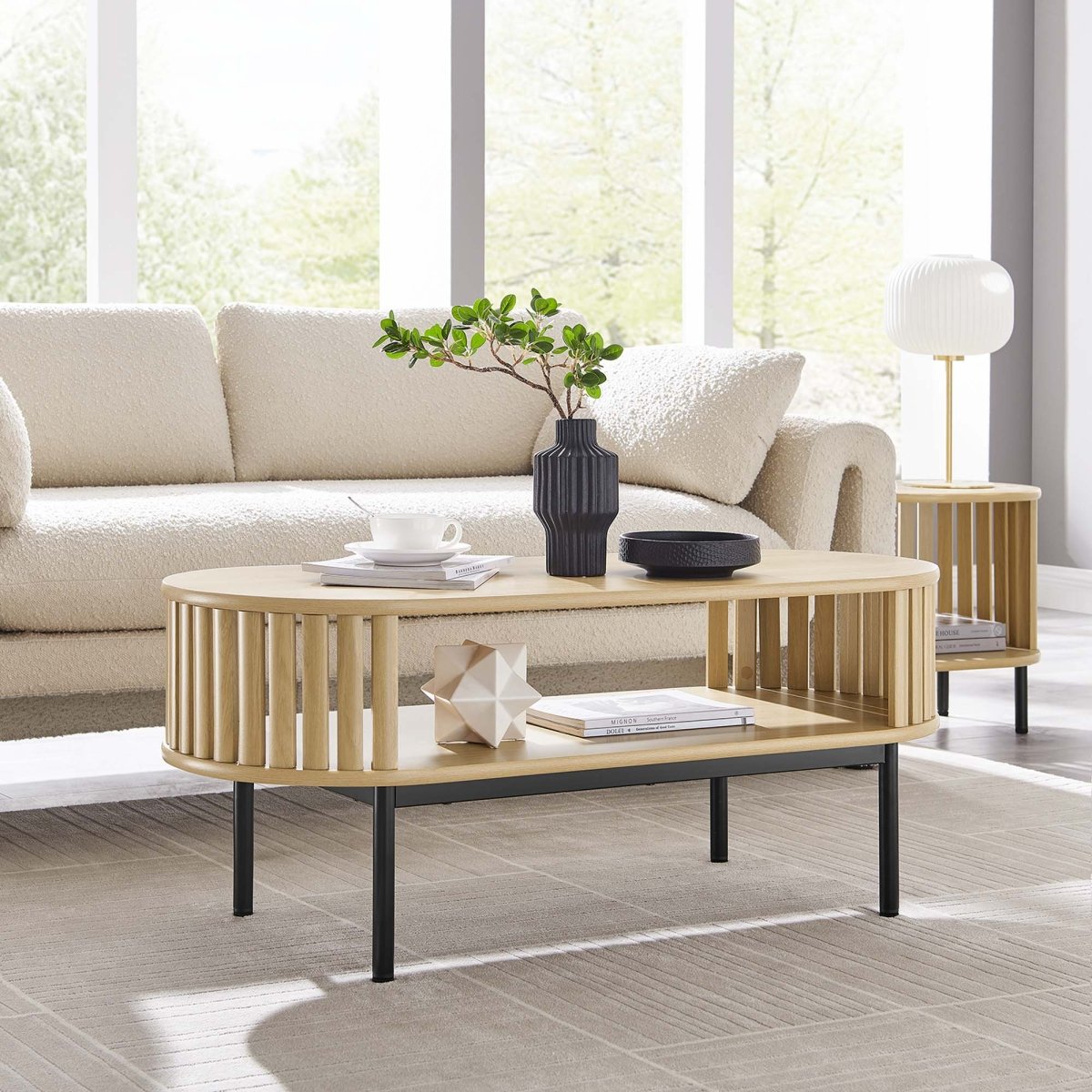 44 Inch Modern Oval Strip - Design Coffee Table - Coffee Tables available at Alpine Outlets in Denver