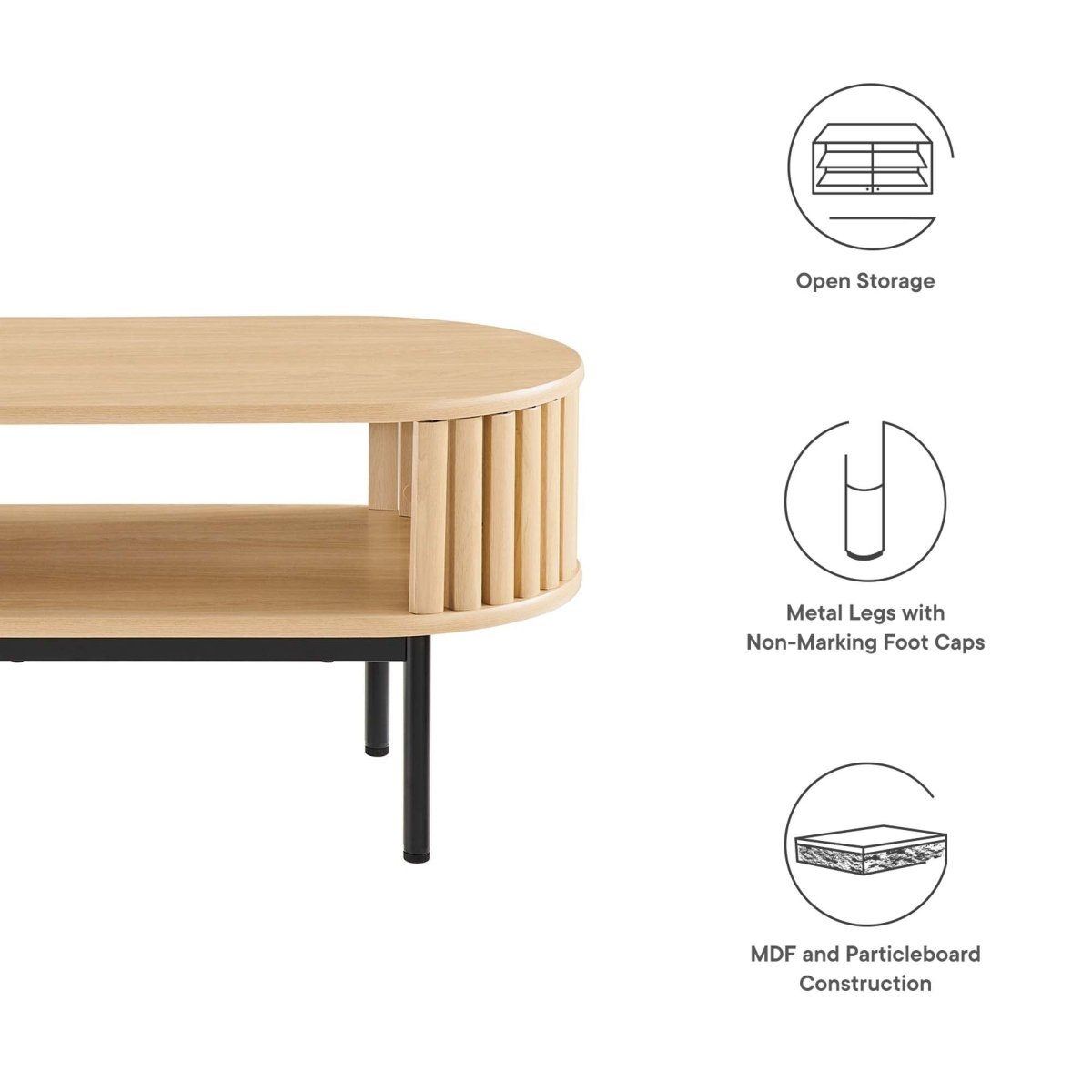 44 Inch Modern Oval Strip - Design Coffee Table - Coffee Tables available at Alpine Outlets in Denver