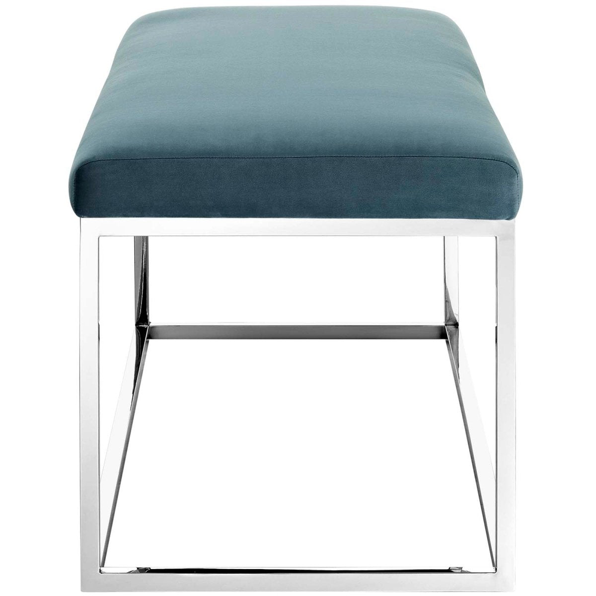 44 Inch Refreshing Modern Performance Velvet Bench in Sea Blue - Benches available at Alpine Outlets in Denver