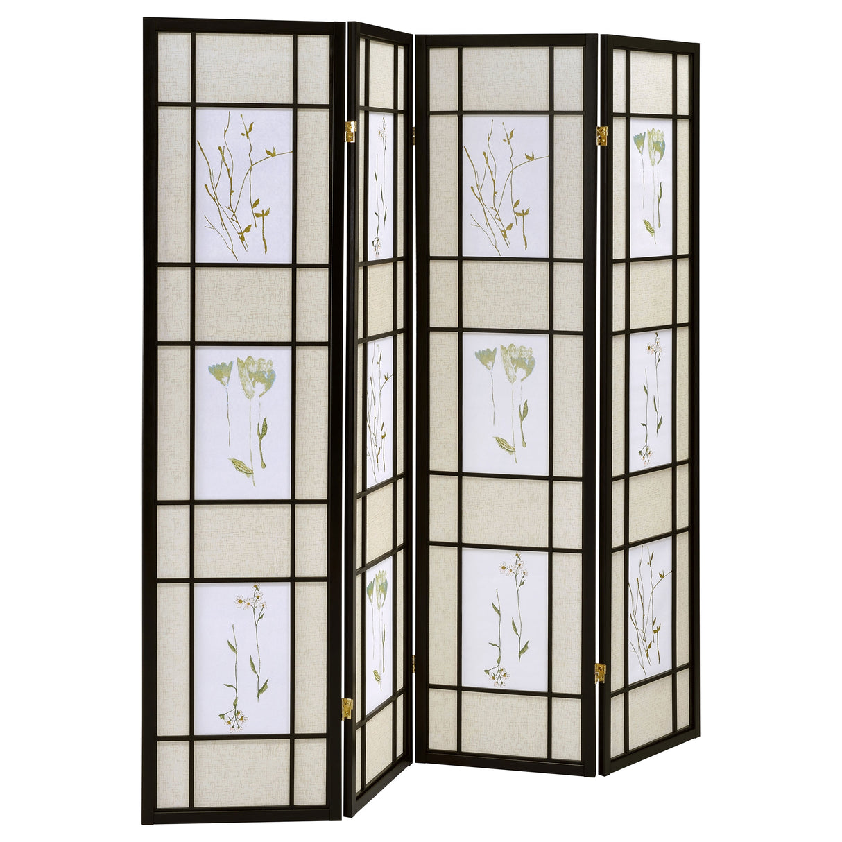 Catabella 4-Panel Floral Shoji Screen Room Divider