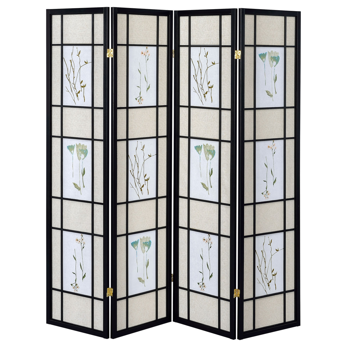 Catabella 4-Panel Floral Shoji Screen Room Divider