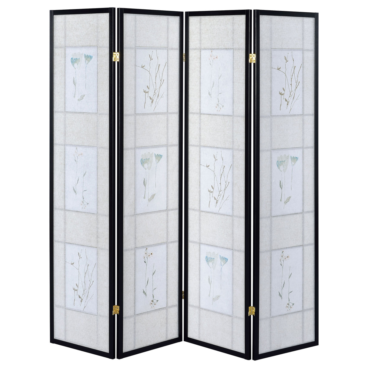Catabella 4-Panel Floral Shoji Screen Room Divider