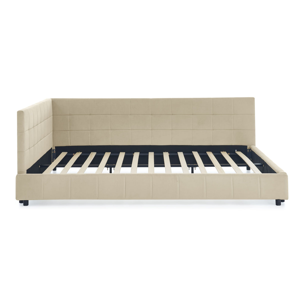 Upholstered Storage Tufted Bed Frame With Backrest And Armrests