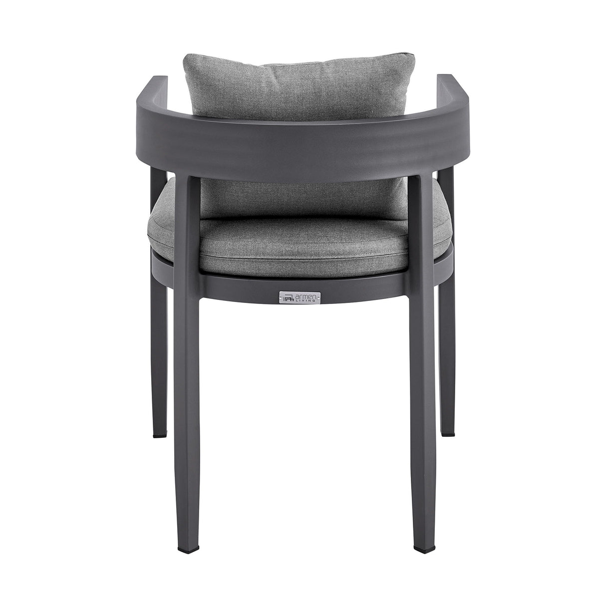 Menorca - Outdoor Patio Dining Chairs In Aluminum With Gray Cushions - (Set Of 2)