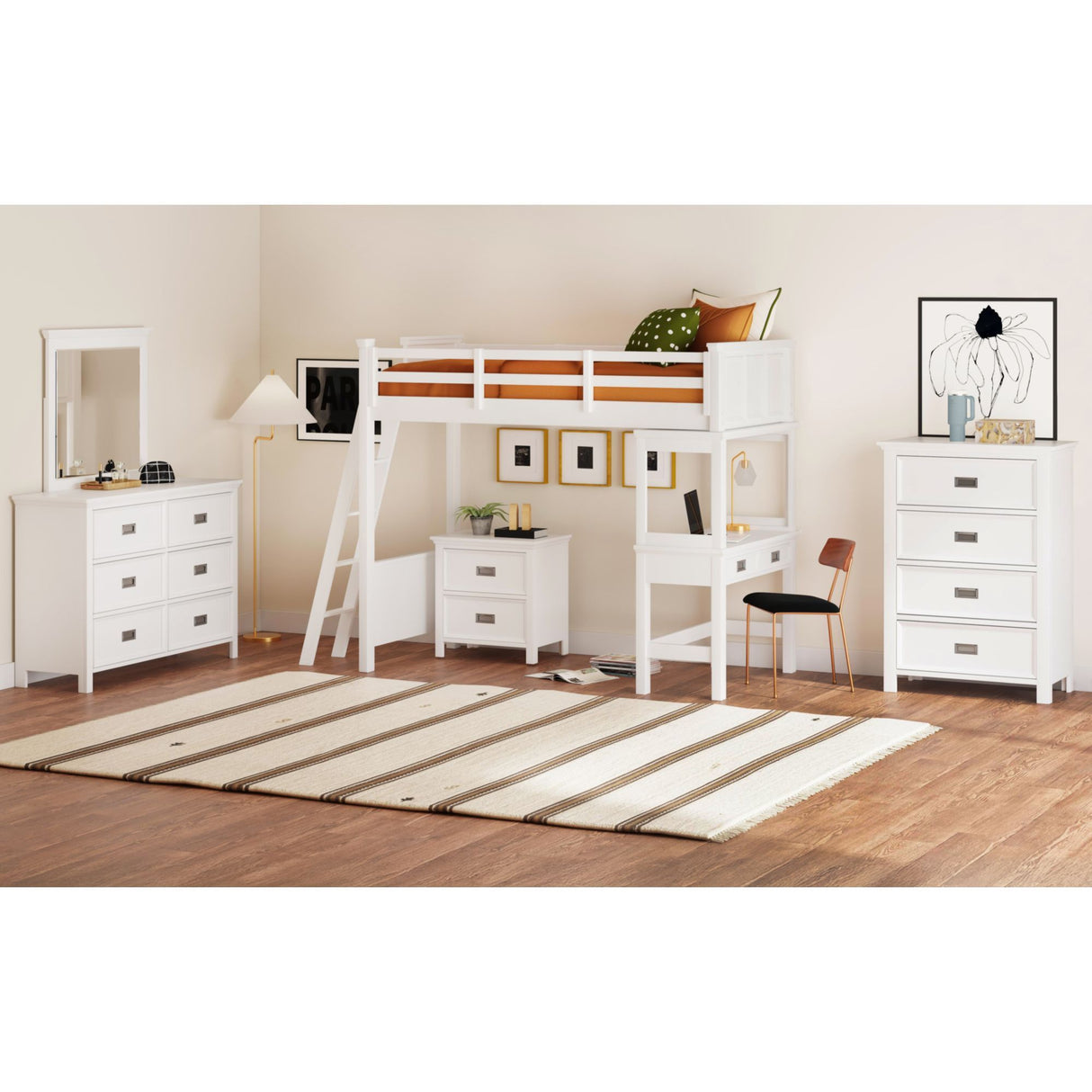 Hampton Kids - Loft With Ladder And Desk With Speaker Bedroom Set