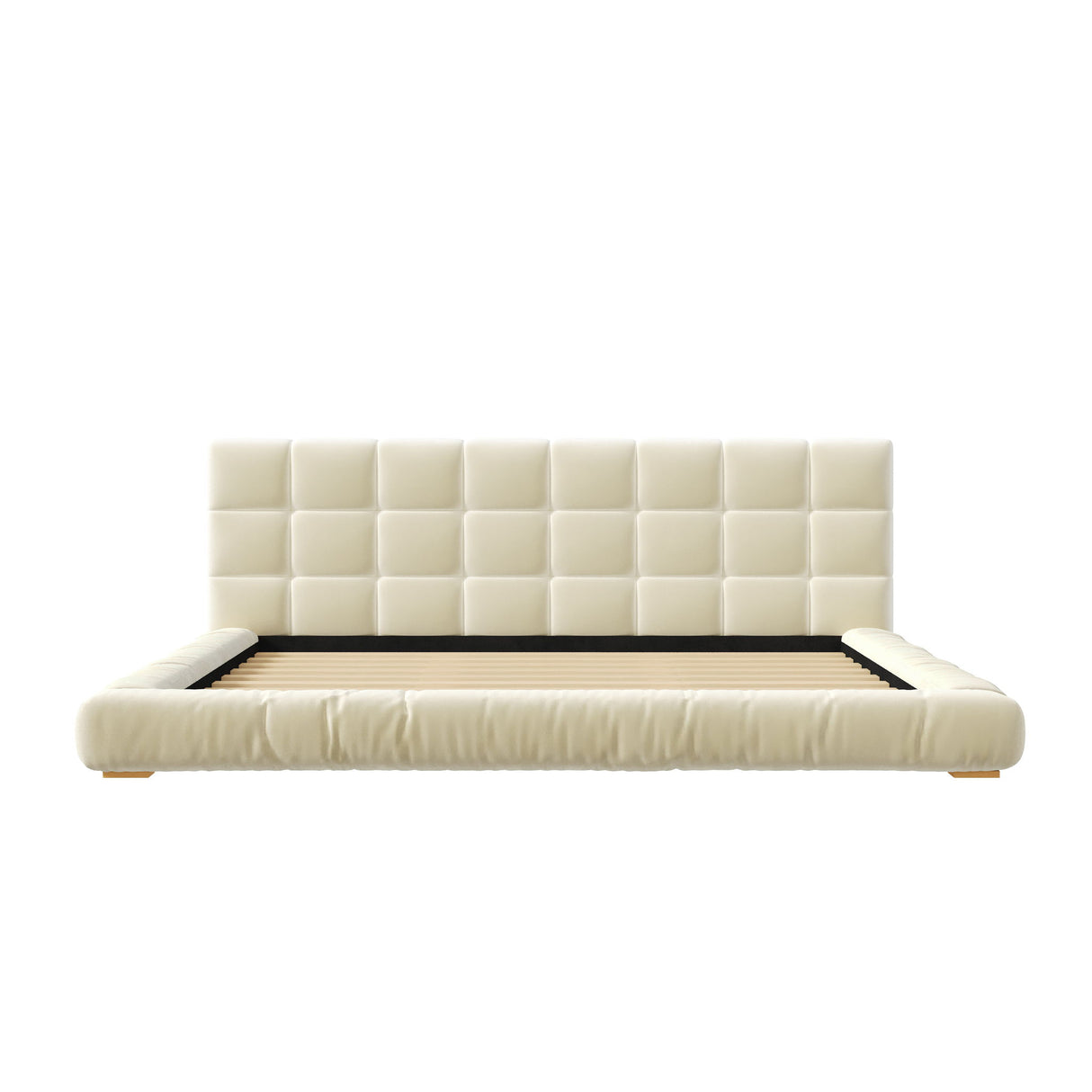 Upholstered Platform Bed Frame With Tufted Headboard