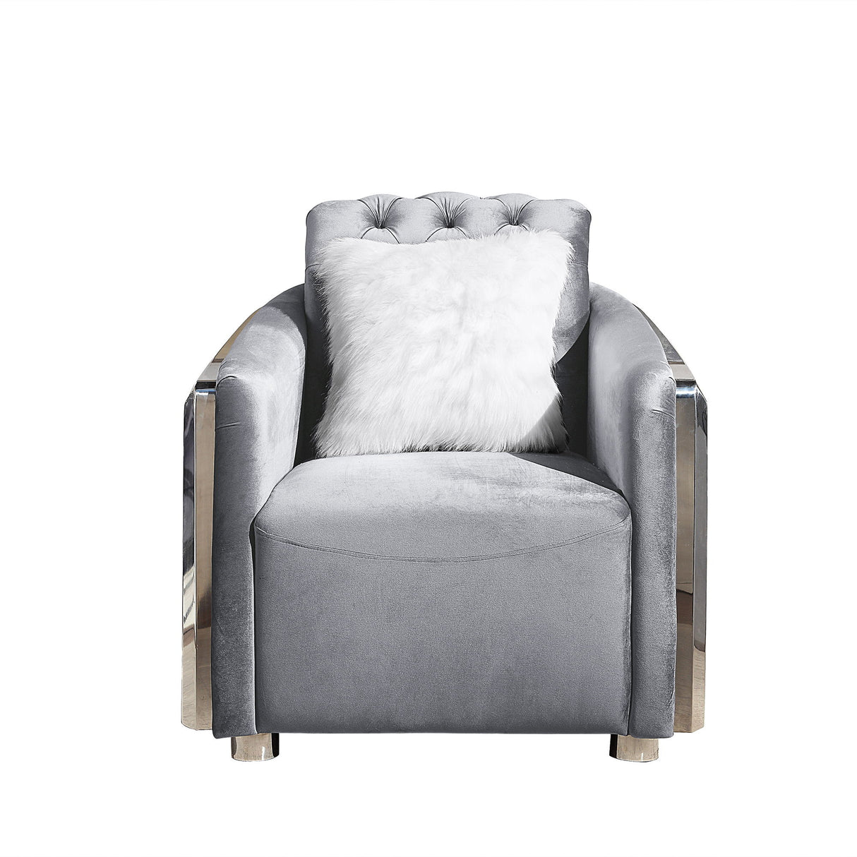Accent Chair With Button Tufted Diamond Grid & 1 Pillow For Living Room