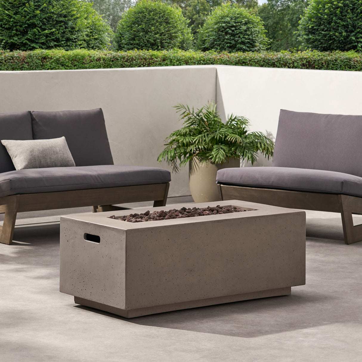 Propane Fire Pit Table Modern Outdoor Concrete Heater 40x15in