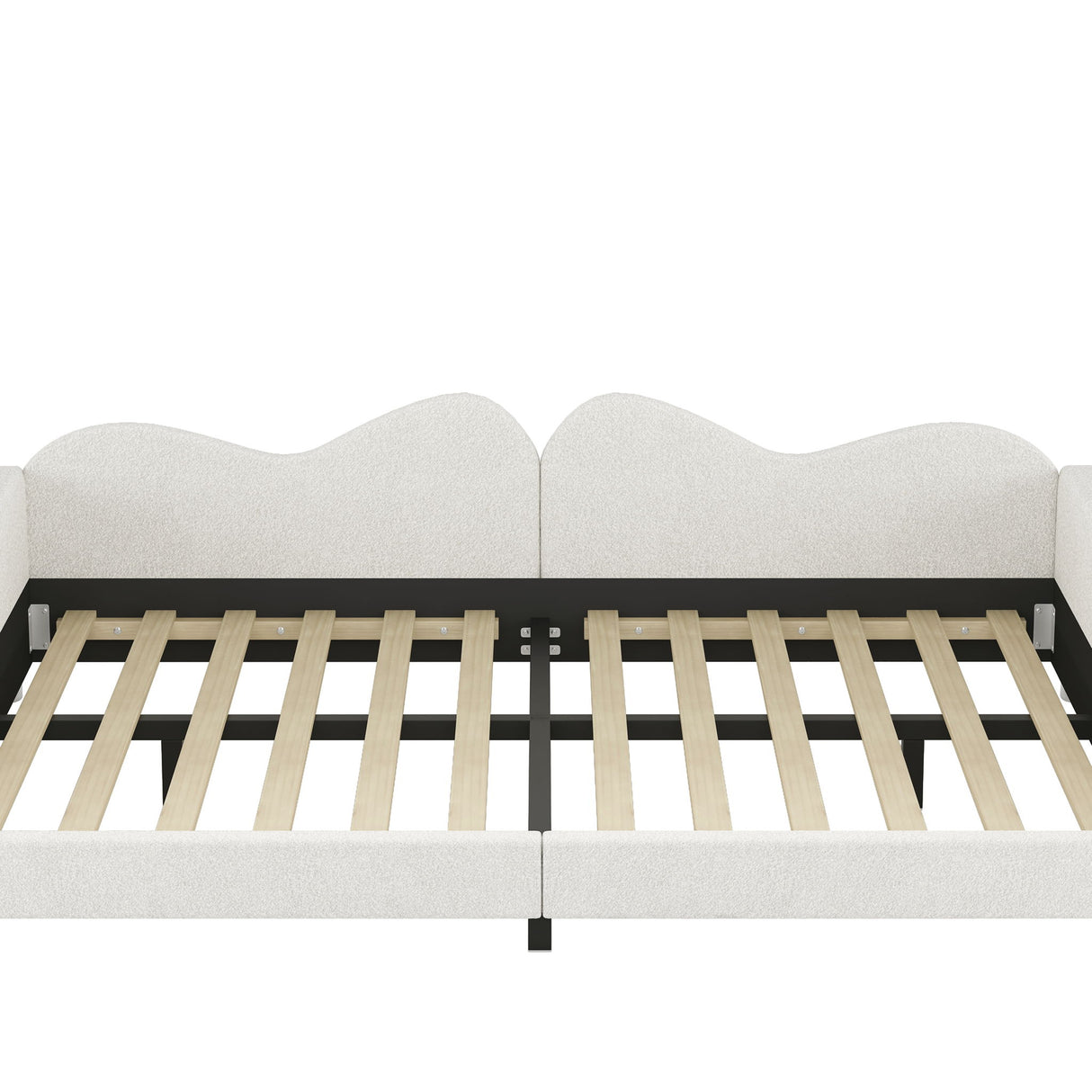 Upholstered Daybed, Sherpa Fabric Sofabed With Cloud-Shaped Backrest