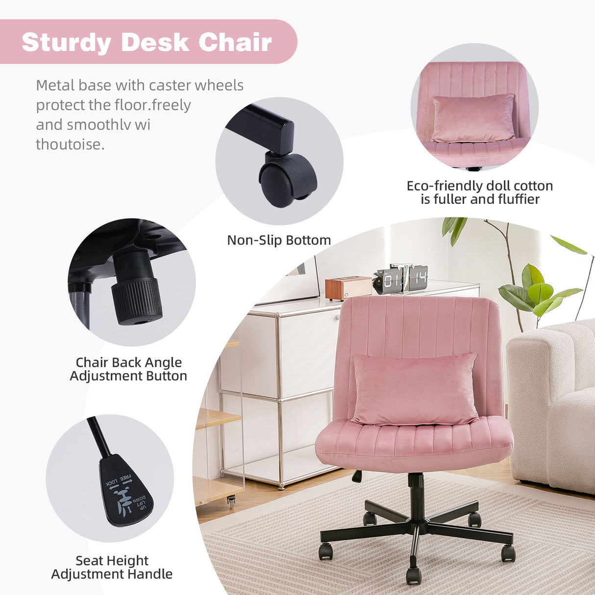 Criss Cross Office Chair With Adjustable Height, Ergonomic Design