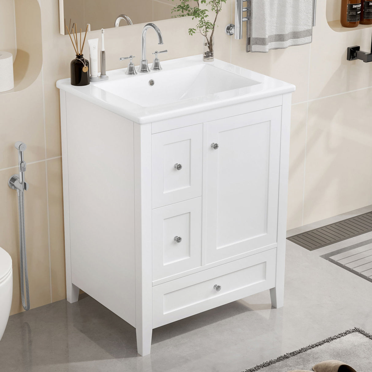 Modern Bathroom Vanity With Storage, Adjustable Shelf