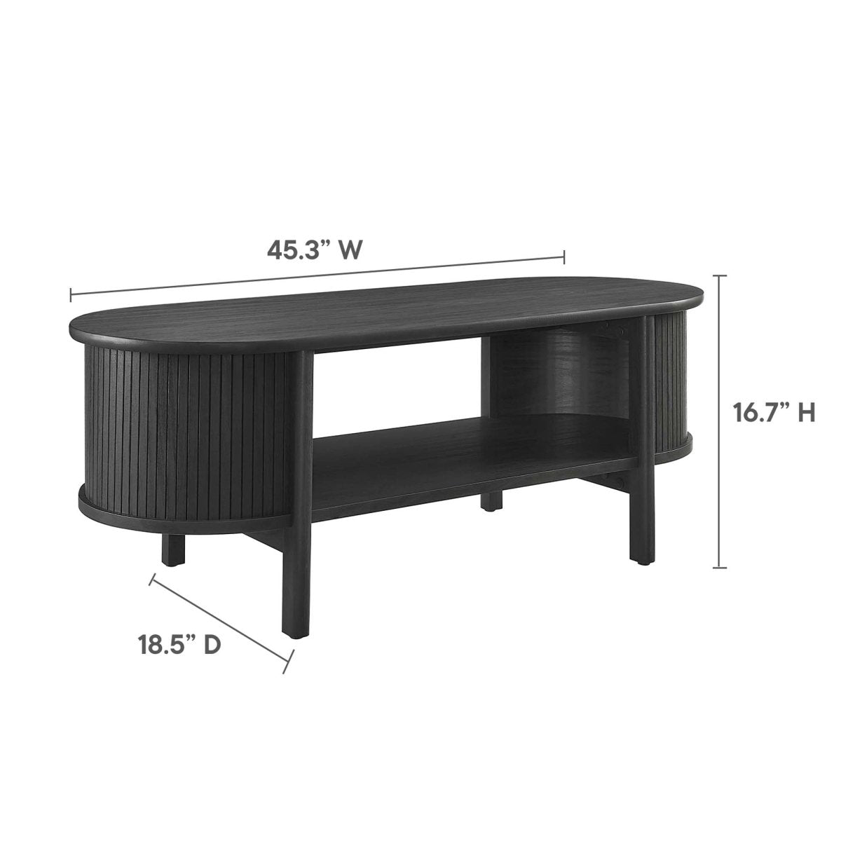 45 Inch Organic Fluted Oval Coffee Table - Coffee Tables available at Alpine Outlets in Denver