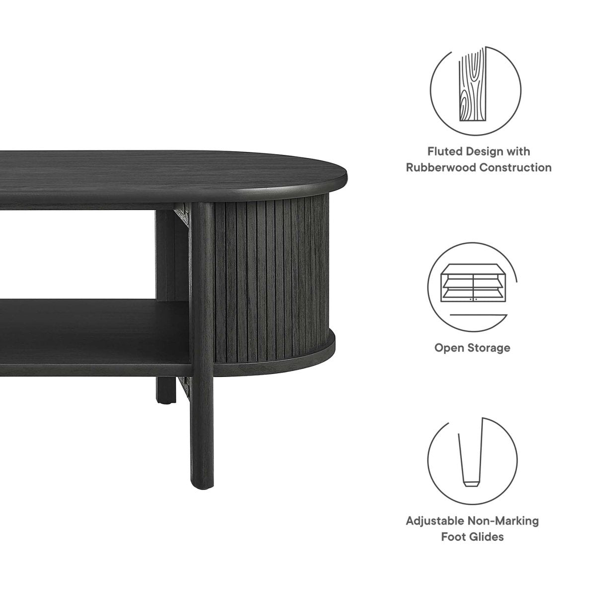 45 Inch Organic Fluted Oval Coffee Table - Coffee Tables available at Alpine Outlets in Denver