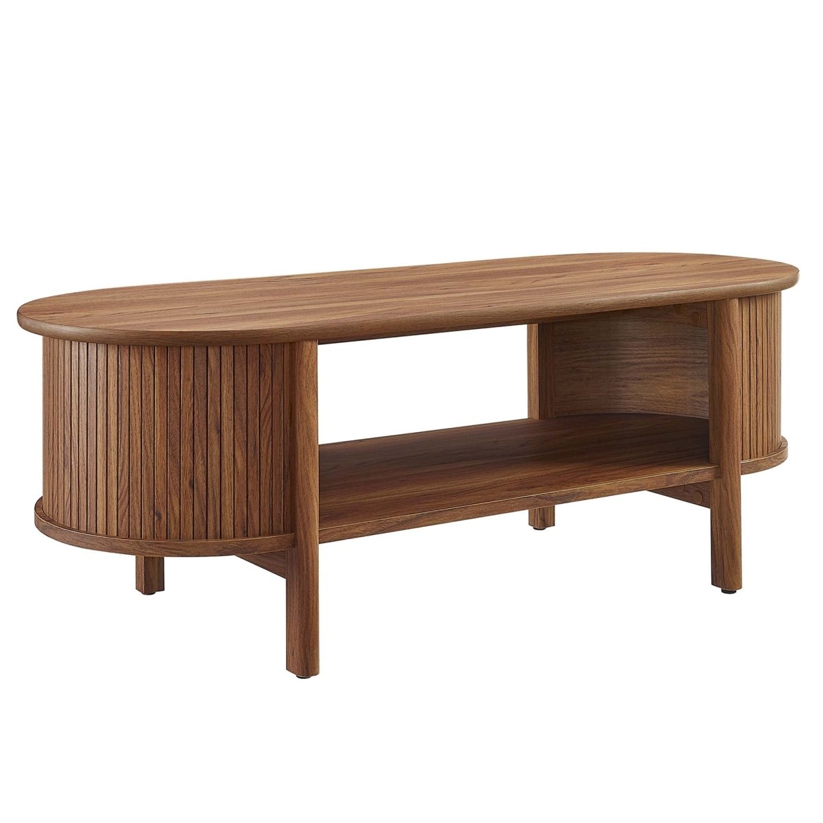 45 Inch Organic Fluted Oval Coffee Table - Coffee Tables available at Alpine Outlets in Denver