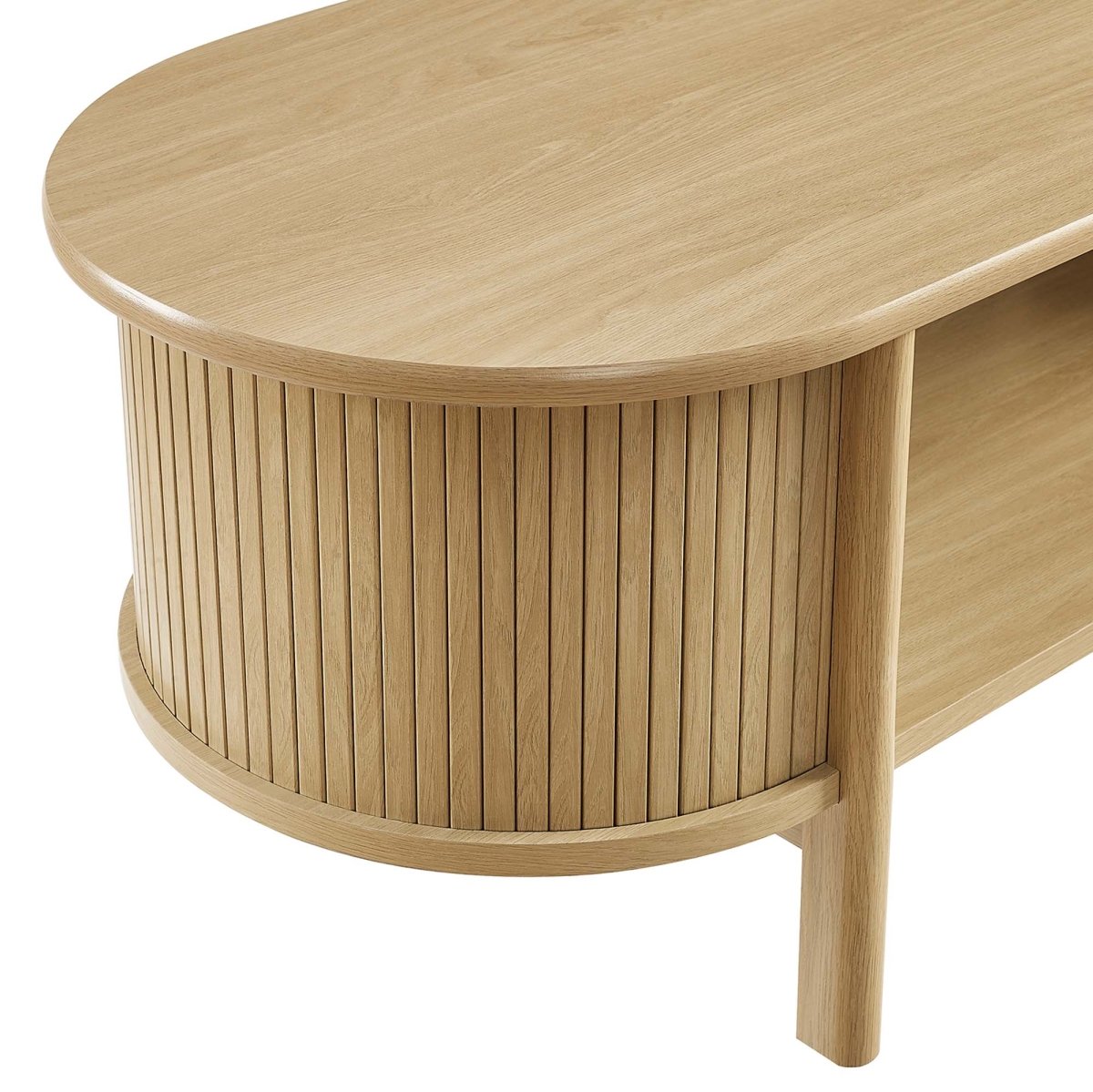 45 Inch Organic Fluted Oval Coffee Table - Coffee Tables available at Alpine Outlets in Denver