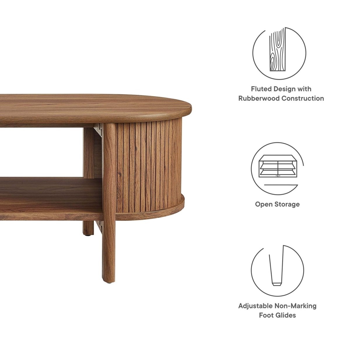 45 Inch Organic Fluted Oval Coffee Table - Coffee Tables available at Alpine Outlets in Denver